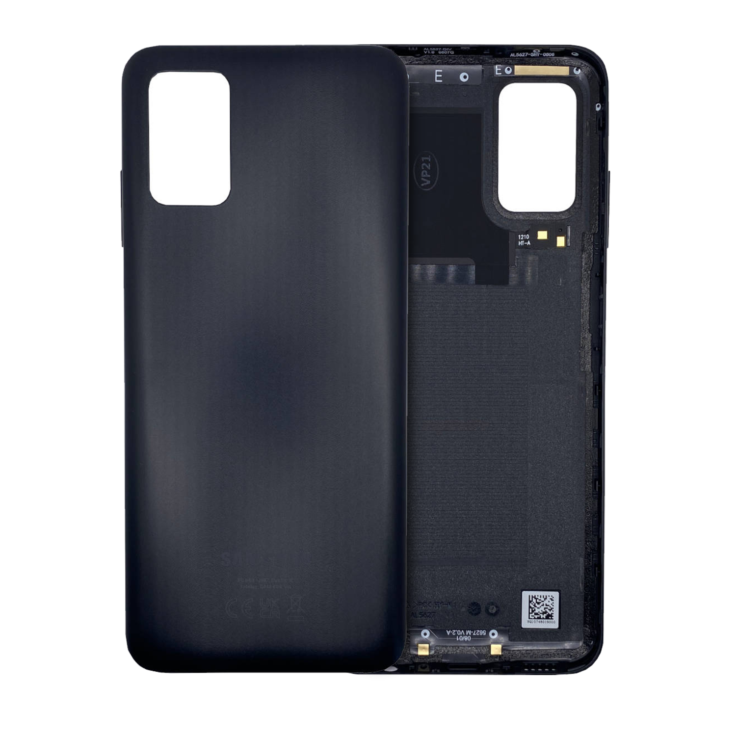 Replacement Back Cover Glass Compatible With Samsung Galaxy A03S (A037M) (Service Pack) (Black)