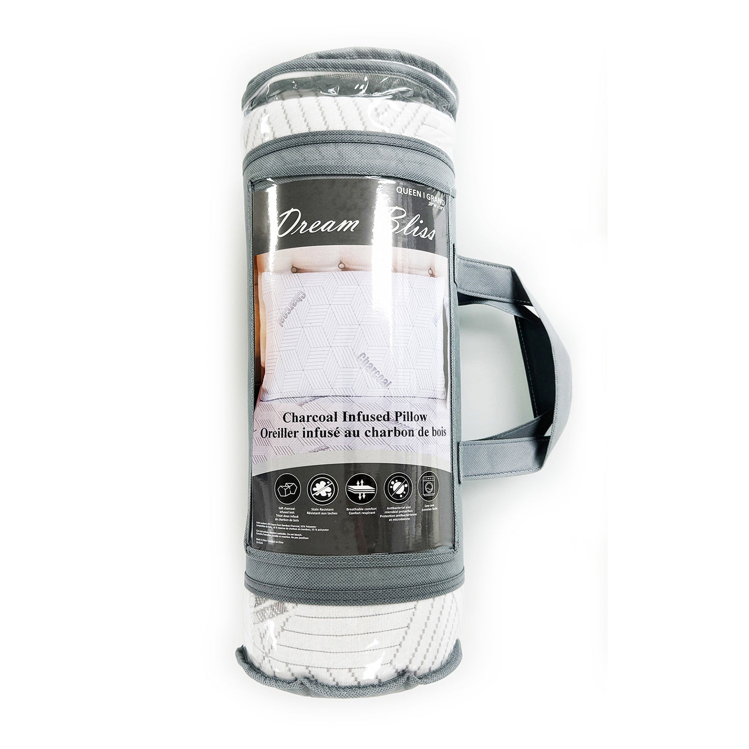 Cotton House - Charcoal Infused Pillow, Breathable, Machine Washable, Queen Size