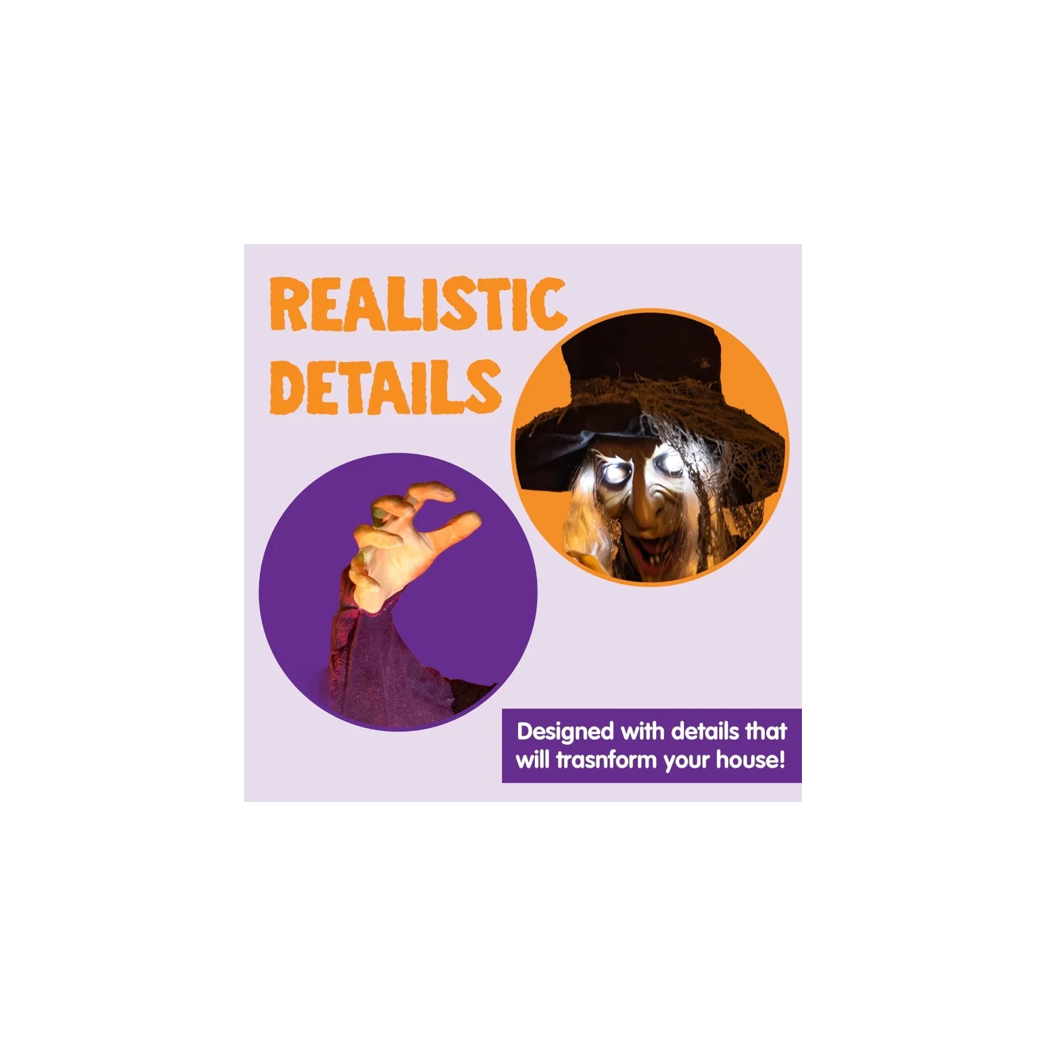 Animo-tronique de la sorcière volante suspendue de 72 po – Parlant, activé par le son avec des yeux lumineux, décoration d'Halloween pour