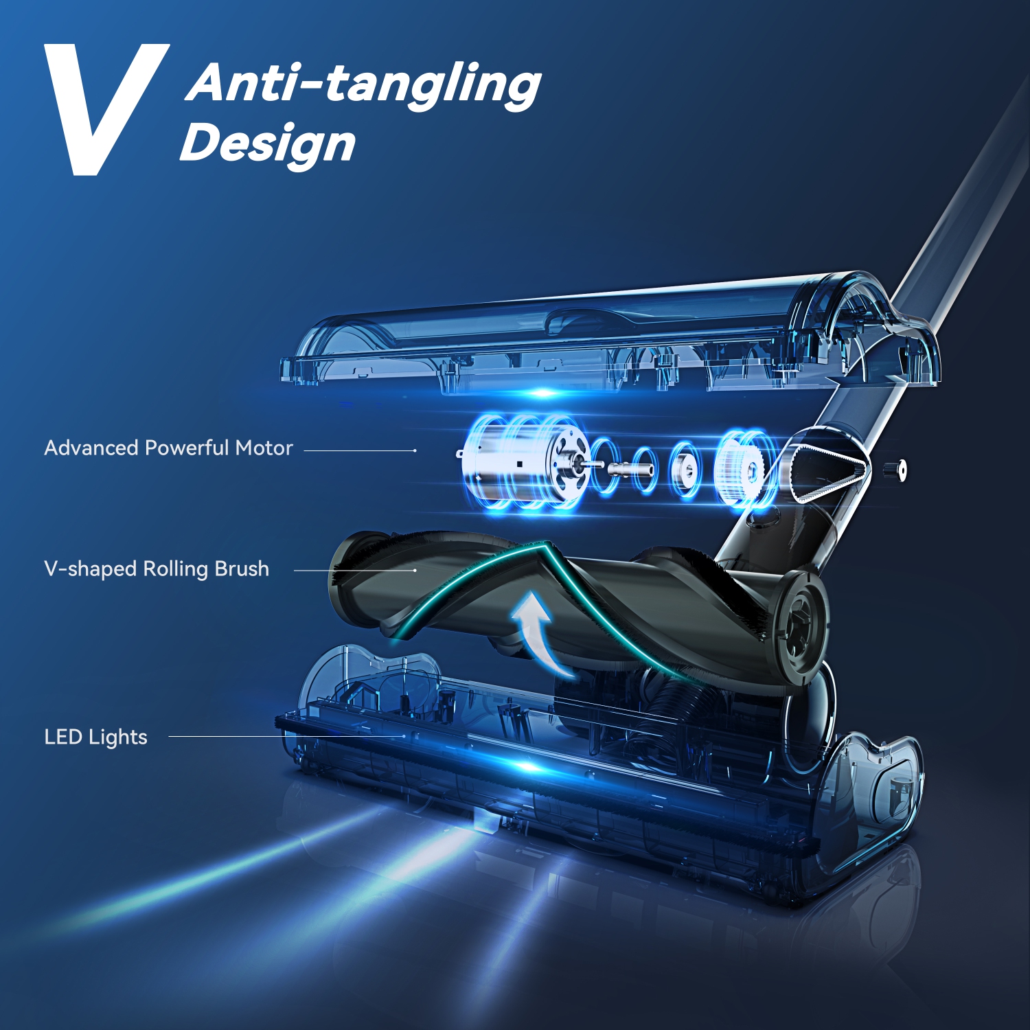 Aspirateurs V120, aspirateur sans fil 50Kpa 150&nbsp;W 60Mins, aspirateur-balai avec écran tactile LED, aspirateur sans fil antienchevêtrement,