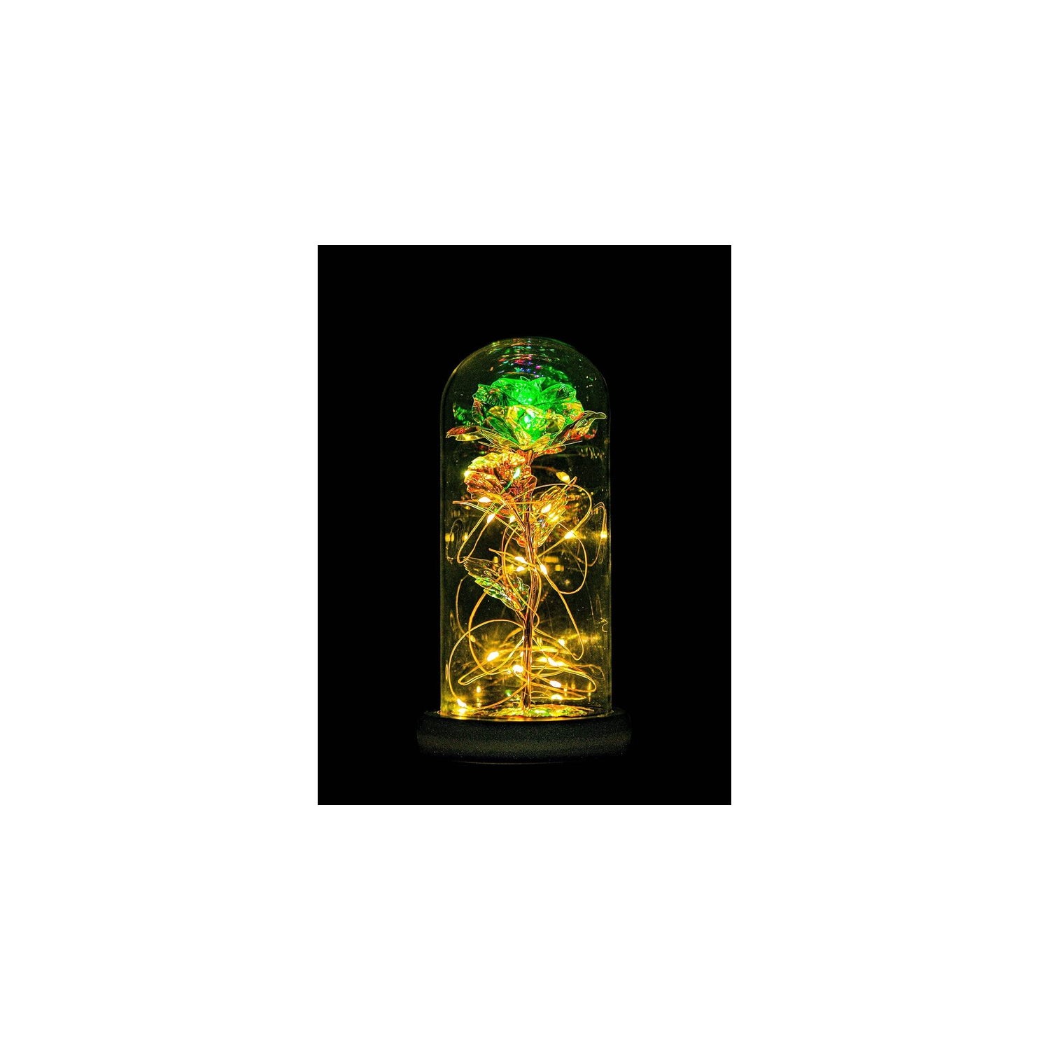 Galaxy Rose Flower Infinity Rose in Glass Dome with Led Light String on The Crystal Rose Unique for Mom Women, Christmas, Mother's Day, Anniversary