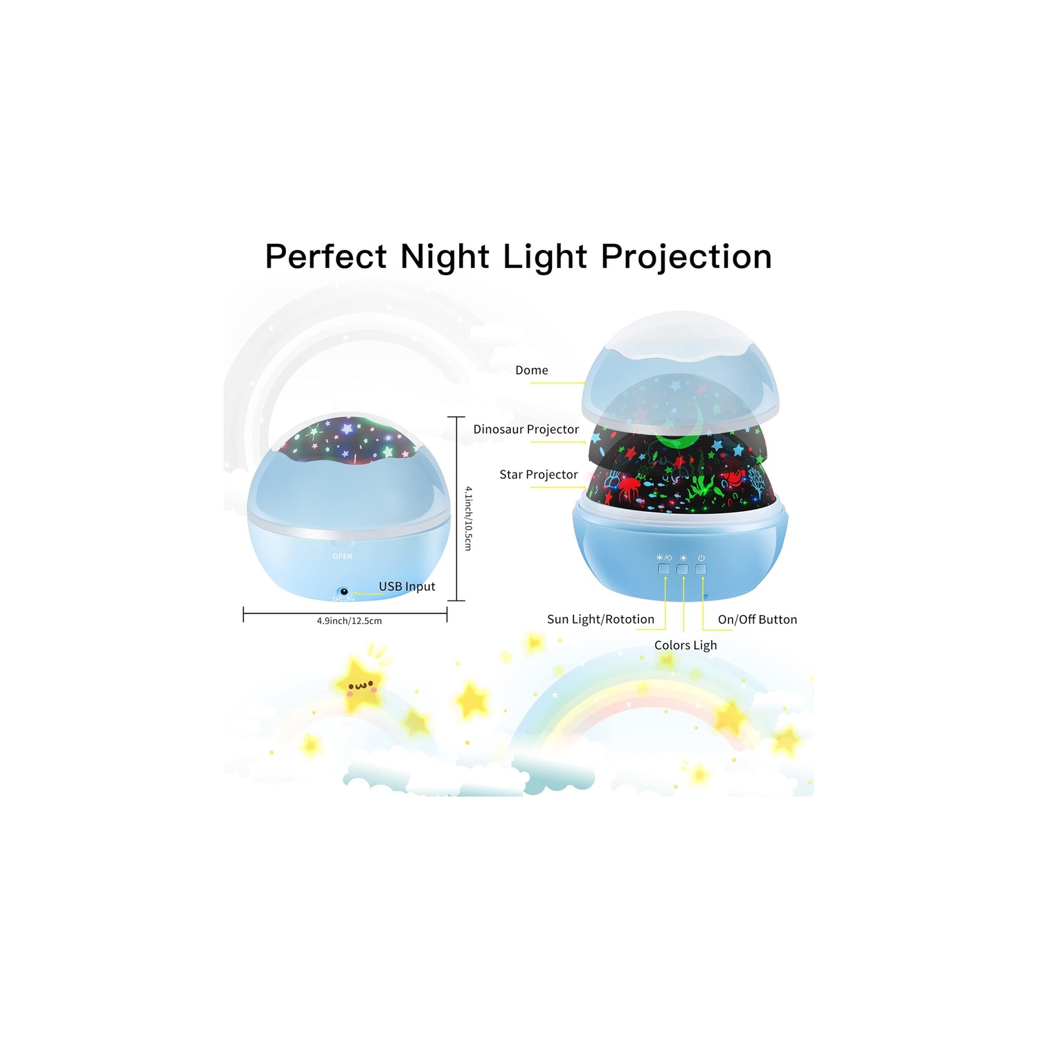 Veilleuse pour enfants, projecteur de nuit étoilée rotatif à 360° pour bébés, projecteur Ocean Wave pour enfants tout-petits, cadeaux de Noël pour