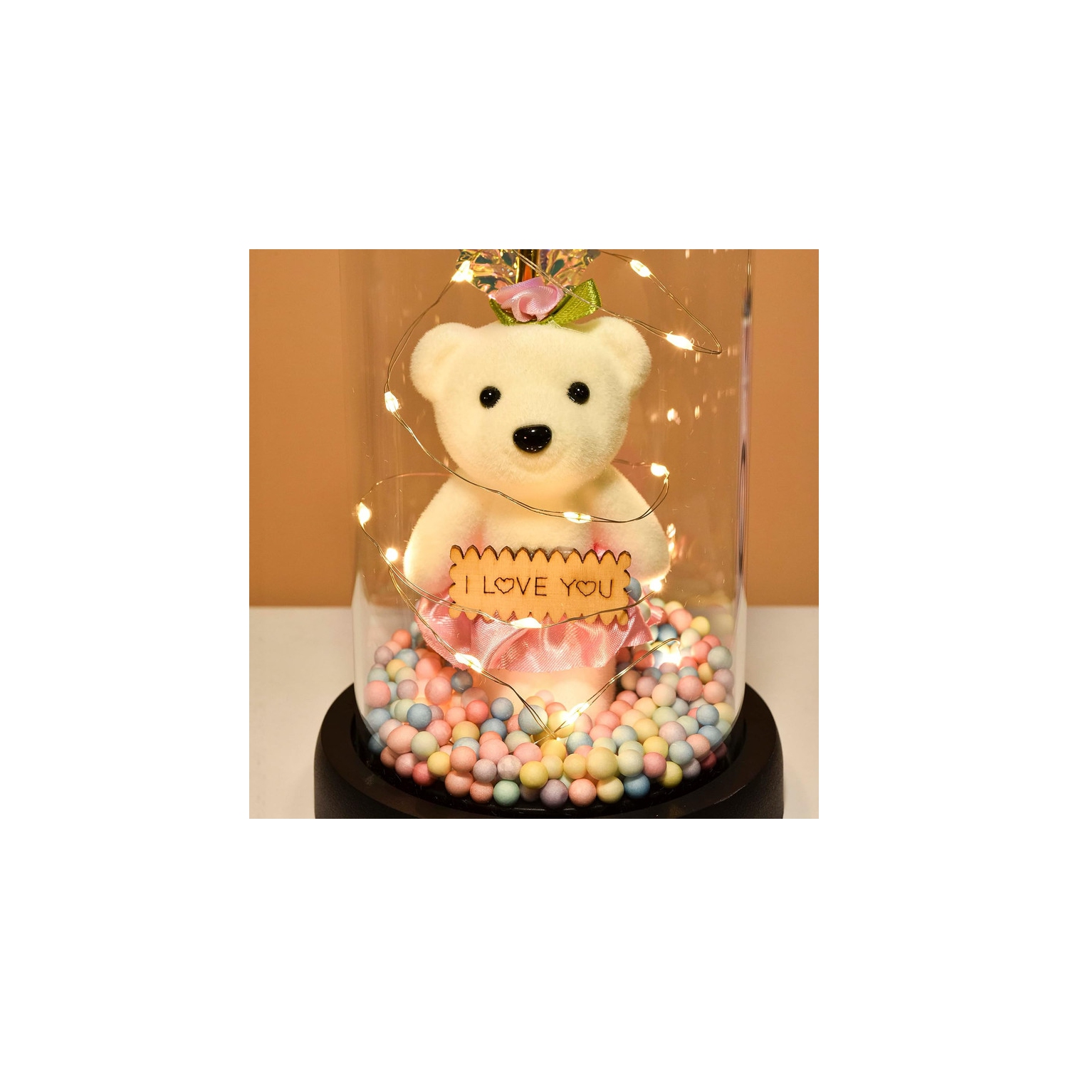 Galaxy Rose Flower Infinity Rose in Glass Dome with Led Light String on The Crystal Rose Unique for Mom Women, Christmas, Mother's Day, Anniversary