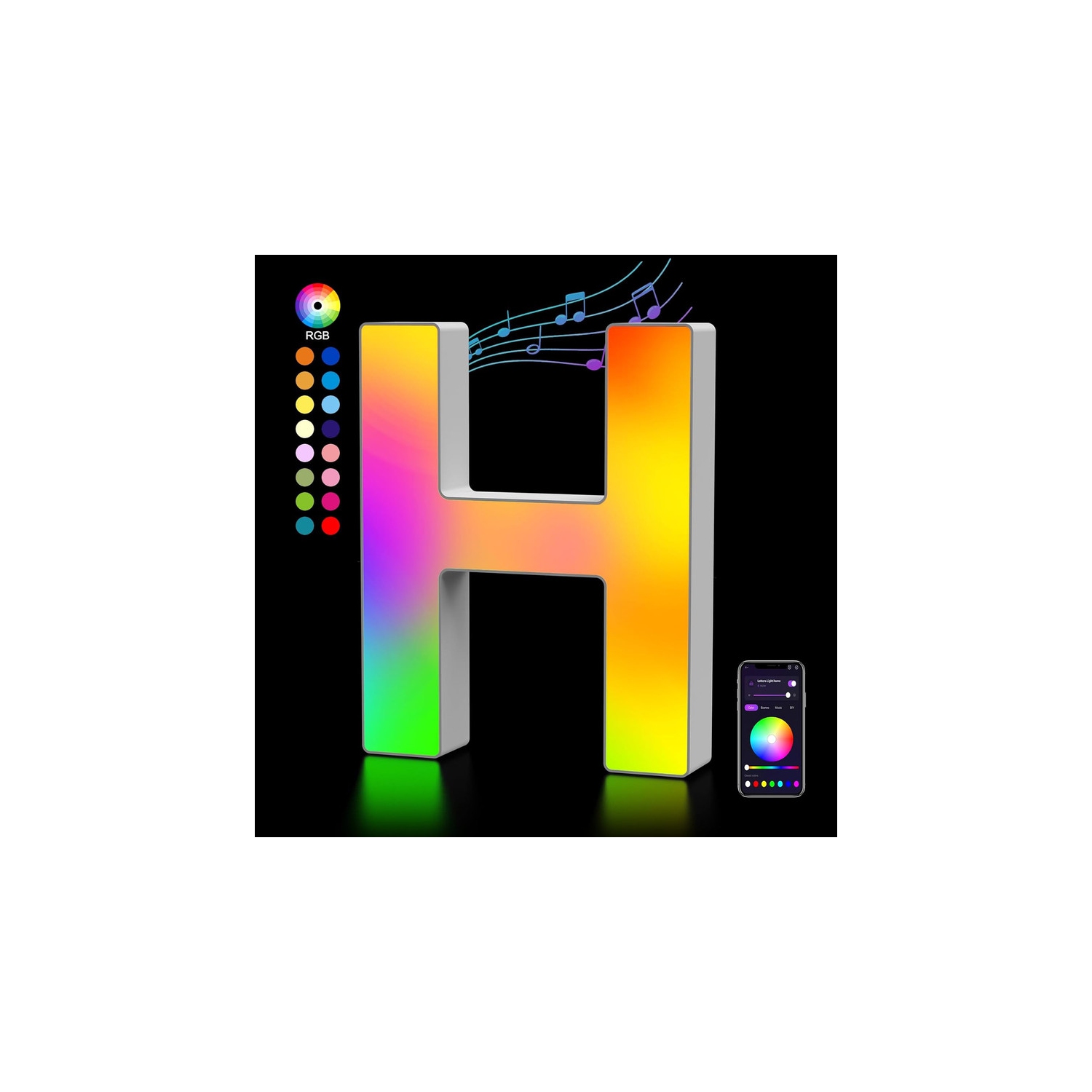 Light Up Letters LED Letter - Bedroom Lighted Letter Colorful Glitter Alphabet Music Sync Color Changing Letters for Boy Girl Gift Birthday Christmas