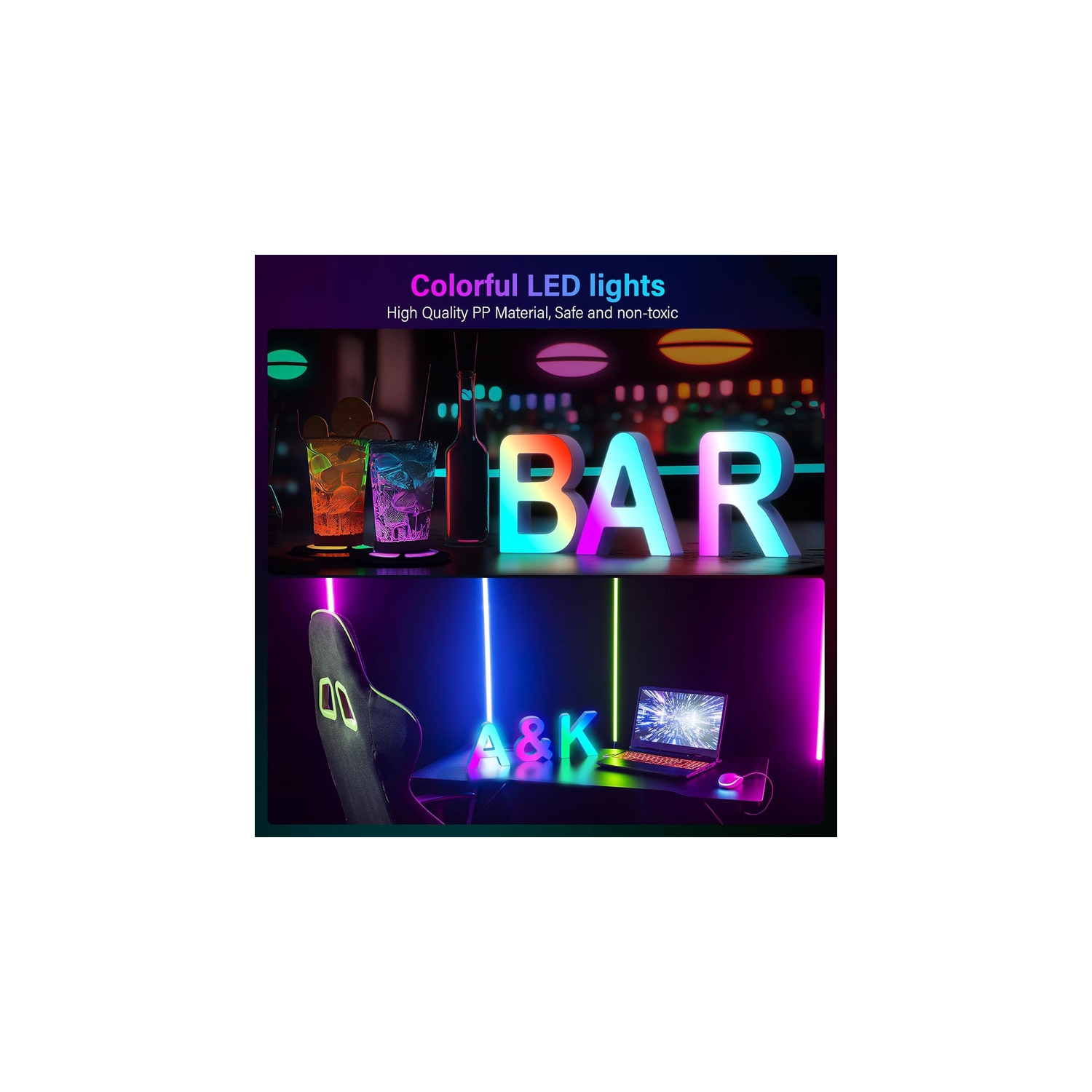 Light Up Letters LED Letter - Bedroom Lighted Letter Colorful Glitter Alphabet Music Sync Color Changing Letters for Boy Girl Gift Birthday Christmas