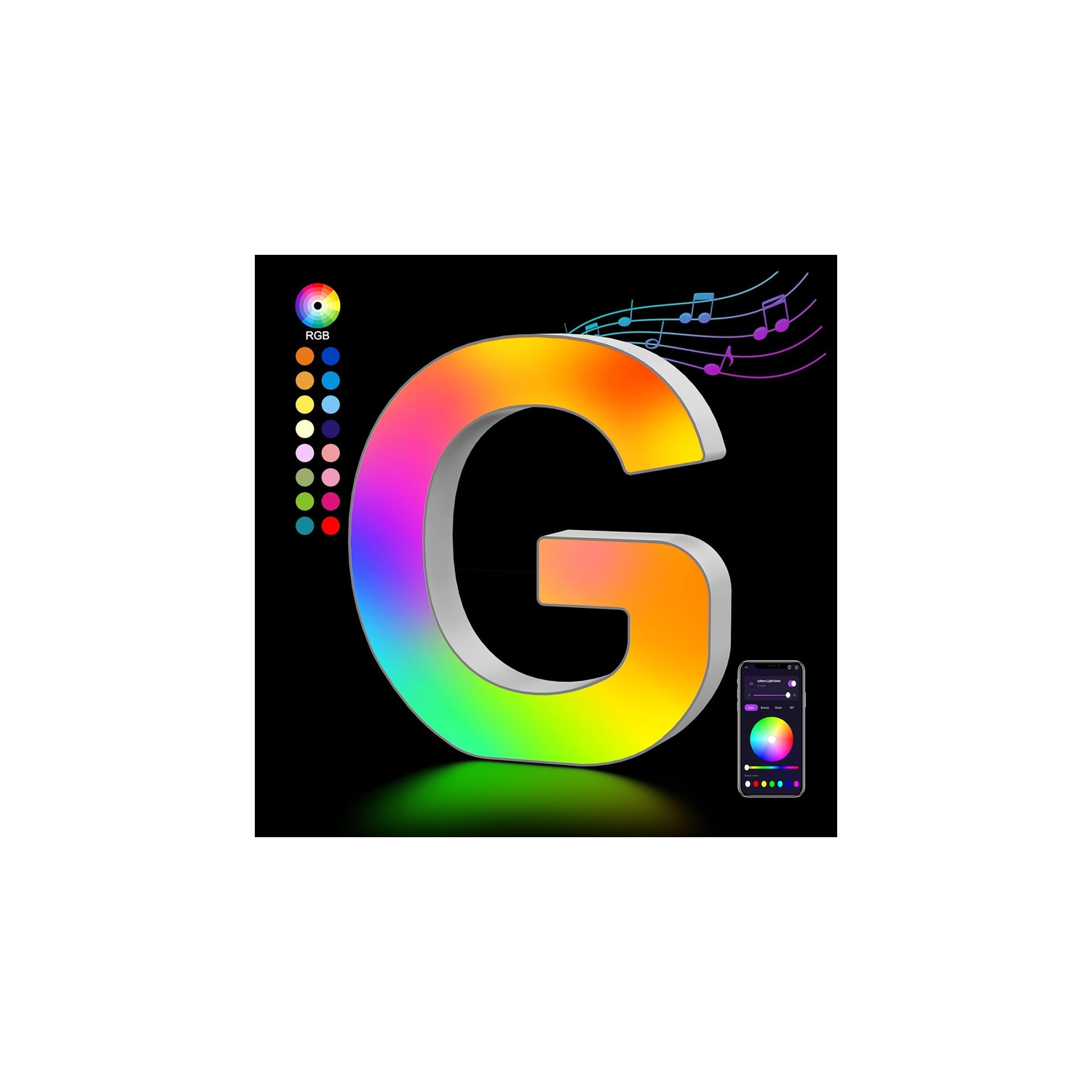 Light Up Letters LED Letter - Bedroom Lighted Letter Colorful Glitter Alphabet Music Sync Color Changing Letters for Boy Girl Gift Birthday Christmas