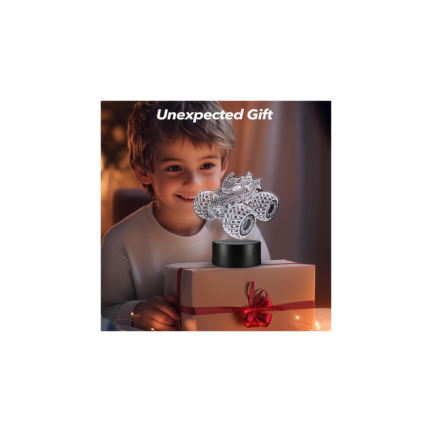 Veilleuse 3D Monster Trucks pour garçons, lampe illusion DEL avec 16 couleurs Monster décoration chambre d'enfant Gadget parfait cadeau