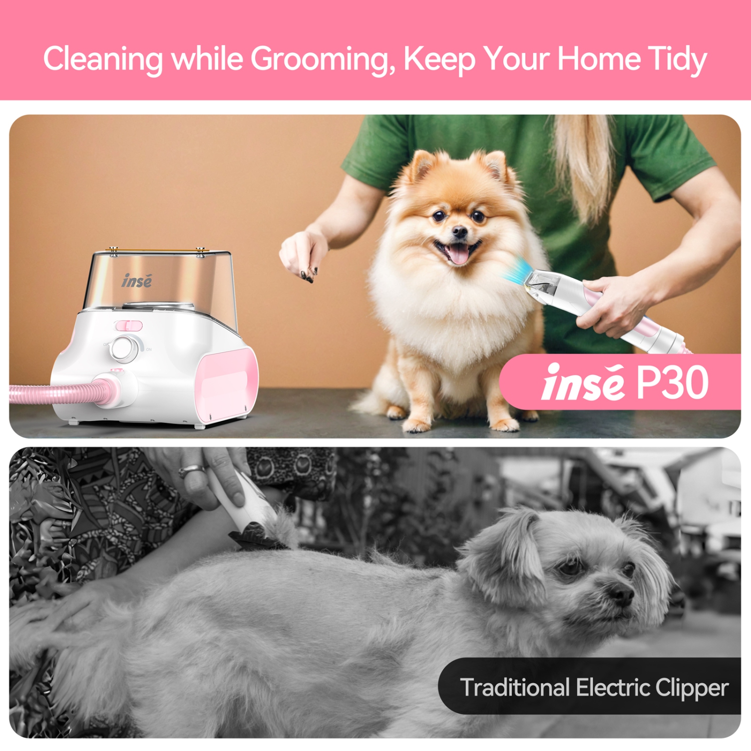Dog grooming kit & Dog Grooming Vacuum, Pet Grooming Vacuum with Pet Clipper Nail Grinder, 4.5L Dust Cup Dog Brush Vacuum with 7 Pet Grooming Tools