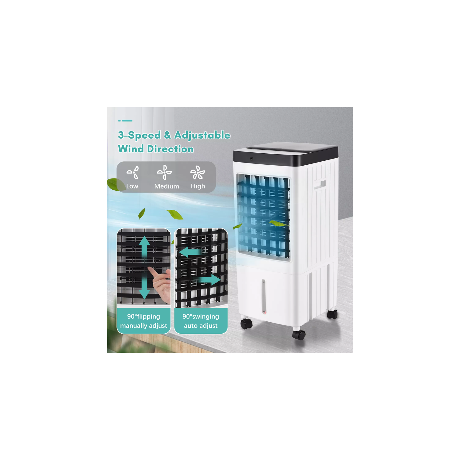 Refroidisseur portatif par évaporation 10&nbsp;L de TOPTENG, humidificateur de ventilateur à distance 3-EN-1, refroidisseur de ventilateur à 3 modes