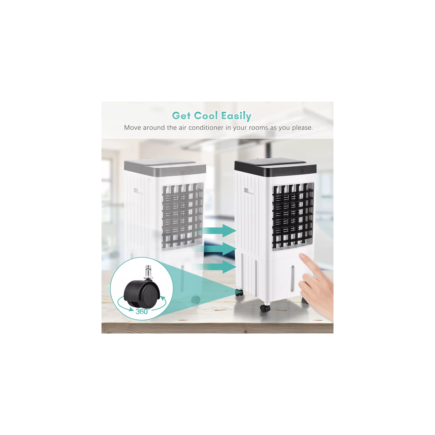 Refroidisseur portatif par évaporation 10&nbsp;L de TOPTENG, humidificateur de ventilateur à distance 3-EN-1, refroidisseur de ventilateur à 3 modes