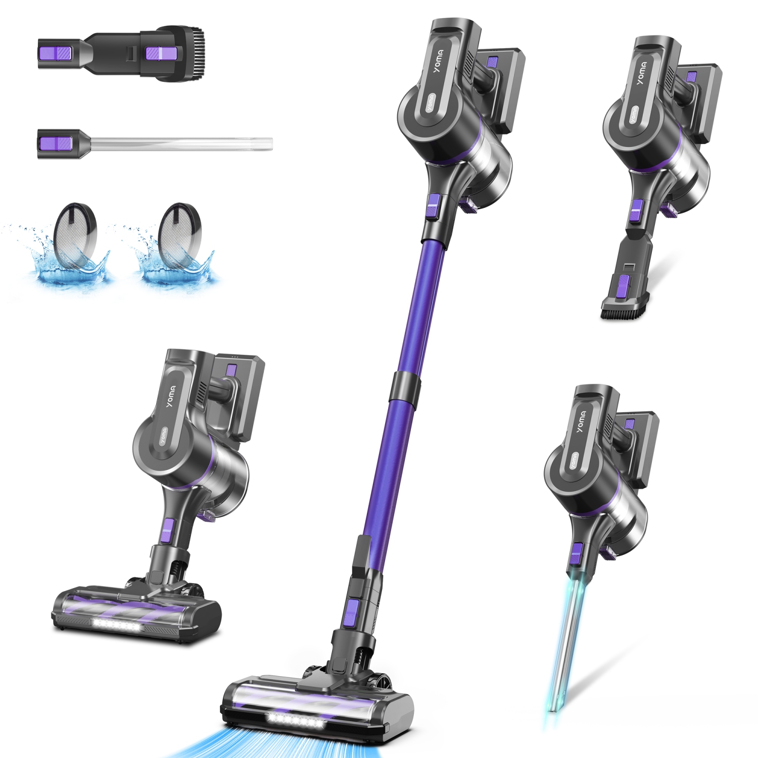 S100 Cordless Vacuum Cleaner, 350W 50Kpa Stick Vacuum with 3 Suctions Modes, Smart Display, Up to 50 Mins, 1.5L Dust Cup, Lightweight Vacuum for Hard