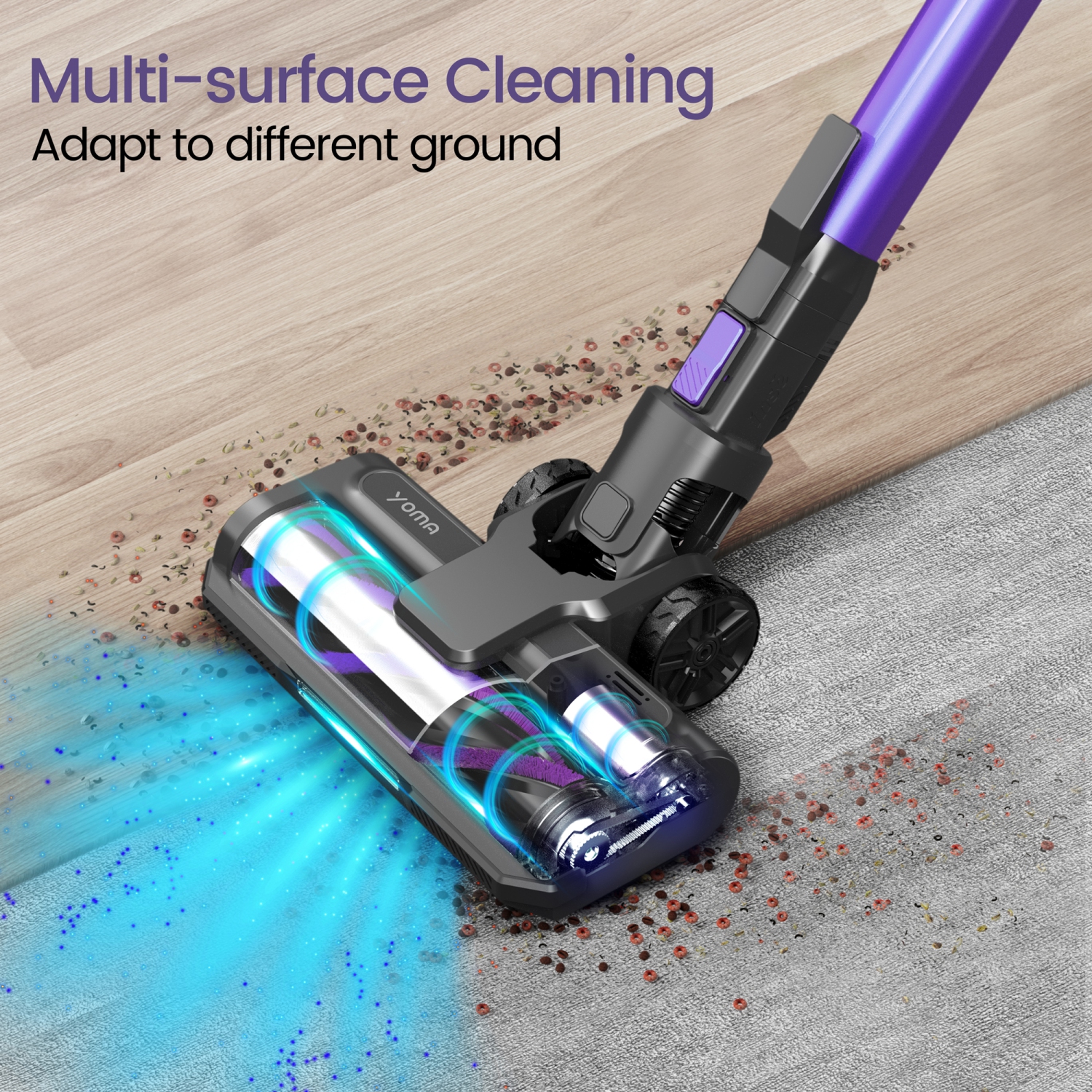 S100 Cordless Vacuum Cleaner, 350W 50Kpa Stick Vacuum with 3 Suctions Modes, Smart Display, Up to 50 Mins, 1.5L Dust Cup, Lightweight Vacuum for Hard