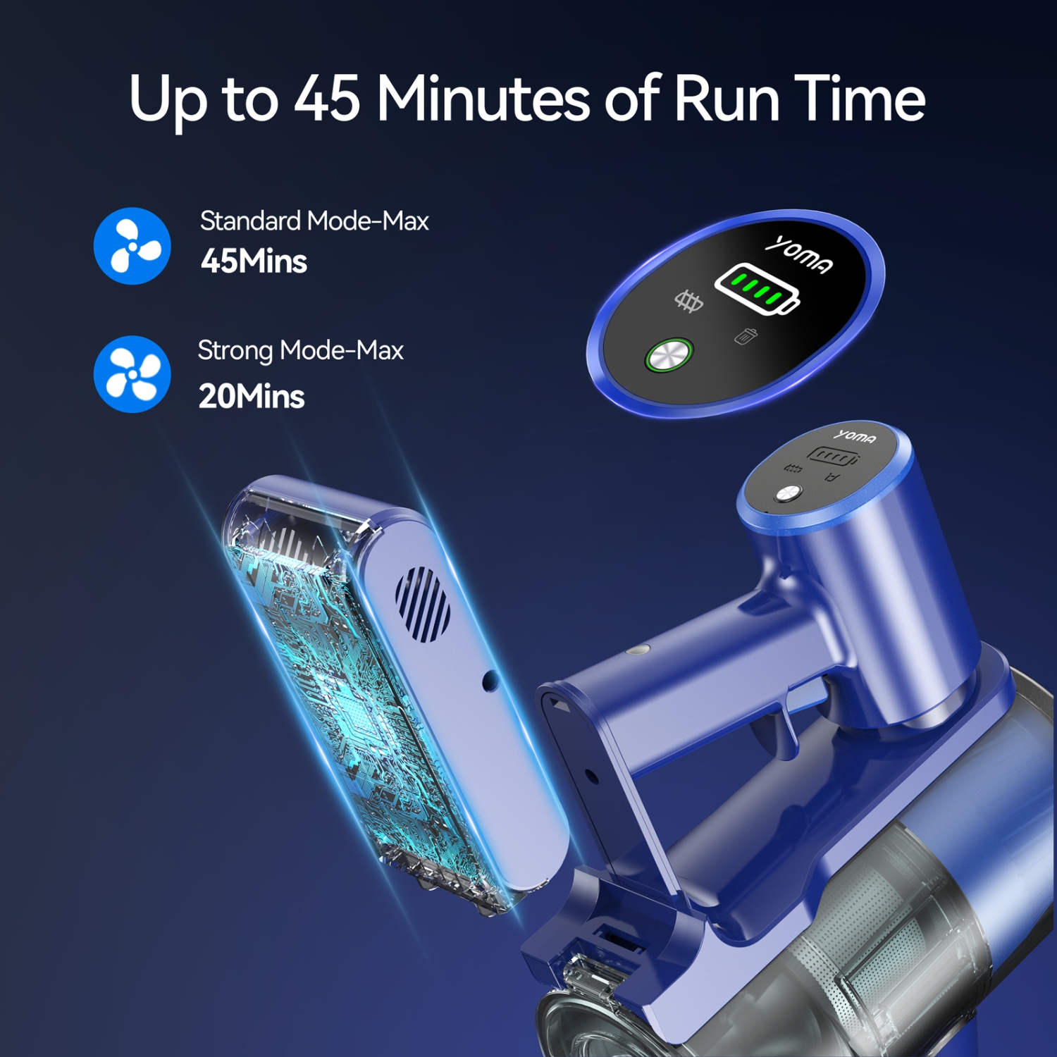 Aspirateur sans fil S18, aspirateur-balai léger avec batterie amovible 45 Min Runtime, moteur sans balais, aspirateur puissant à aspiration de