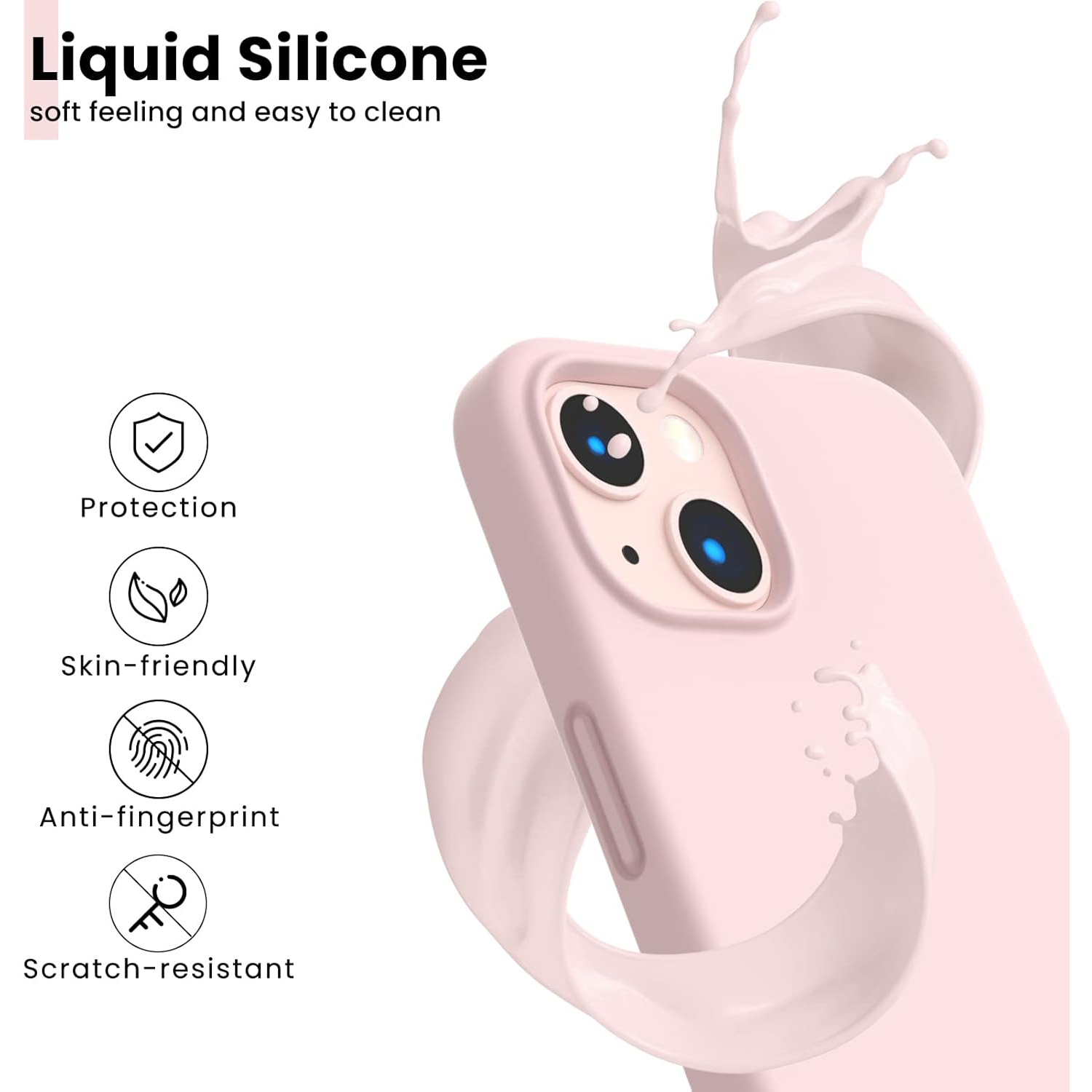 OrnARTO antichoc silicone liquide Conçu pour iPhone 13 Étui Gel Caoutchouc Protection complète Étui Antichoc Protection contre les chutes