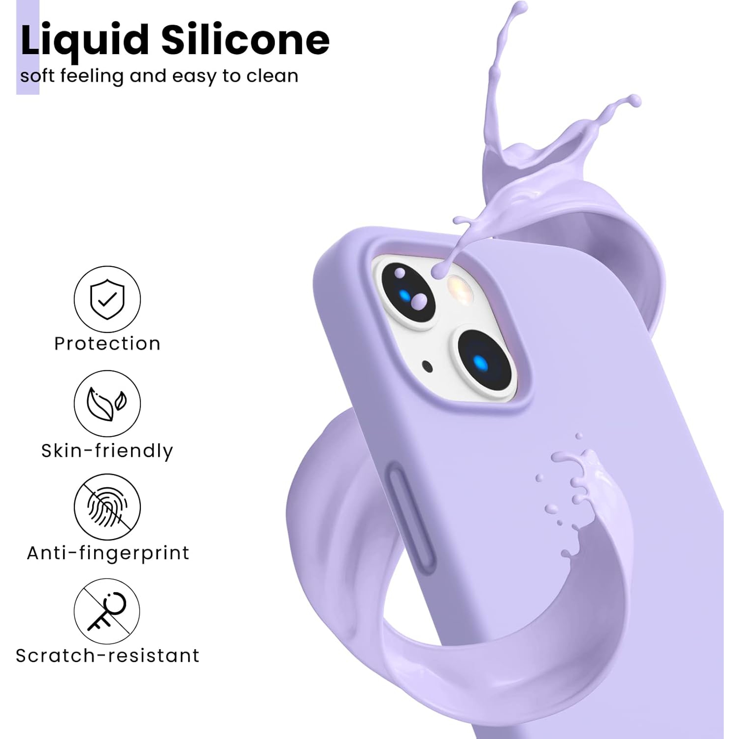 OrnARTO antichoc silicone liquide Conçu pour iPhone 13 Étui Gel Caoutchouc Protection complète Étui Antichoc Protection contre les chutes