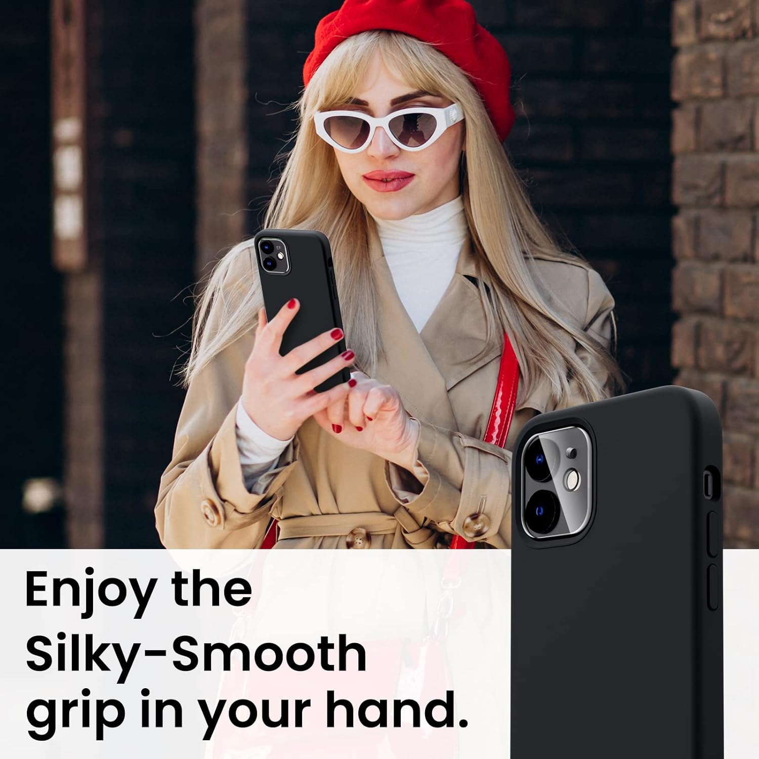 Étui ORNARTO pour iPhone 12 et iPhone 12 Pro 6.1 po, avec 2 protecteurs d'écran + 2 protecteurs d'objectif d'appareil photo, gel de silicone