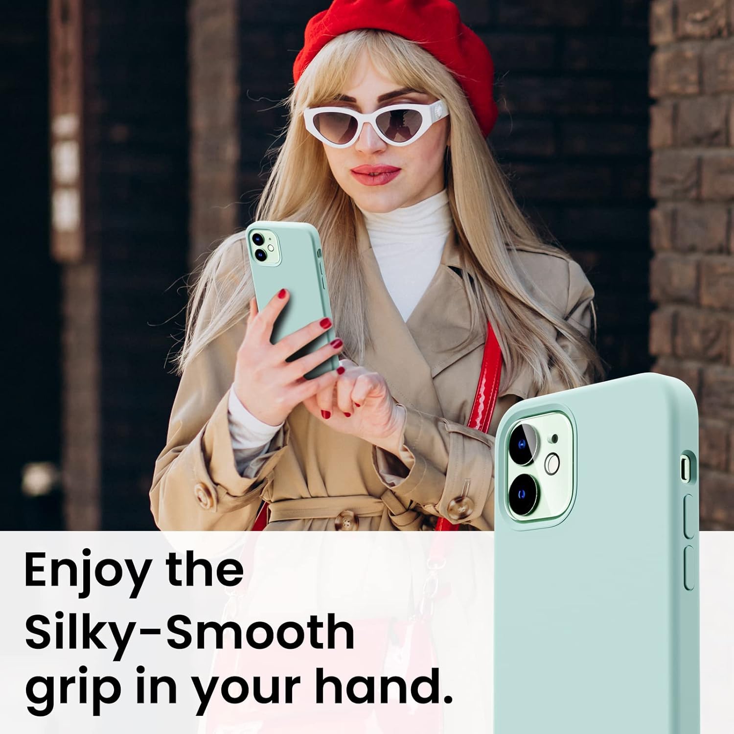 Étui ORNARTO pour iPhone 12 et iPhone 12 Pro 6.1&nbsp;po, avec 2 protecteurs d'écran + 2 protecteurs d'objectif d'appareil photo, gel de silicone