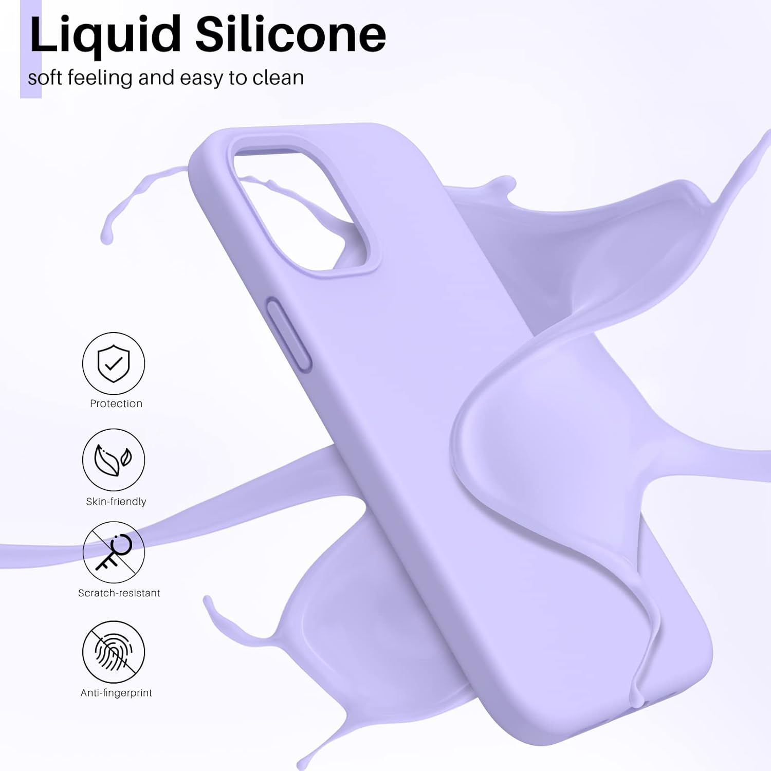Silicone liquide antichoc ORNARTO Conçu pour iPhone 12 Pro Max de 6,7&nbsp;po, étui protecteur intégral en caoutchouc gel, étui antichoc, protection