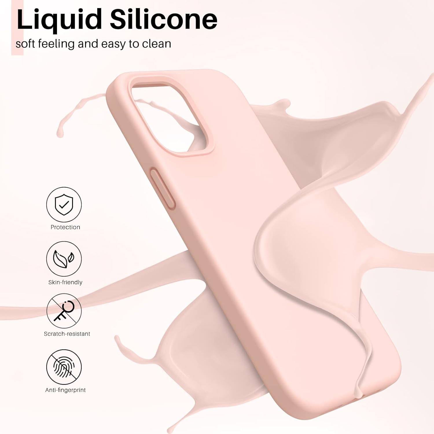 Silicone liquide antichoc ORNARTO Conçu pour iPhone 12 Pro Max Étui 6,7&nbsp;po, caoutchouc gel Protection intégrale Étui antichoc Protection contre