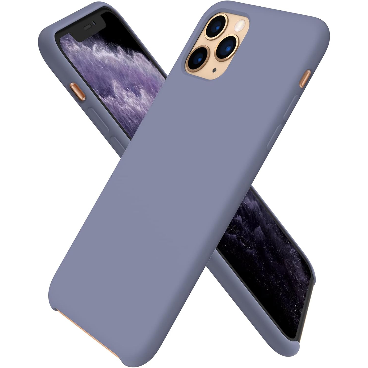 ORNARTO Liquid Silicone Case for iPhone 11 Pro, Slim Liquid Silicone Soft Gel Rubber Case Cover for iPhone 11 Pro(2019) 5.8 inch-Lavender Grey