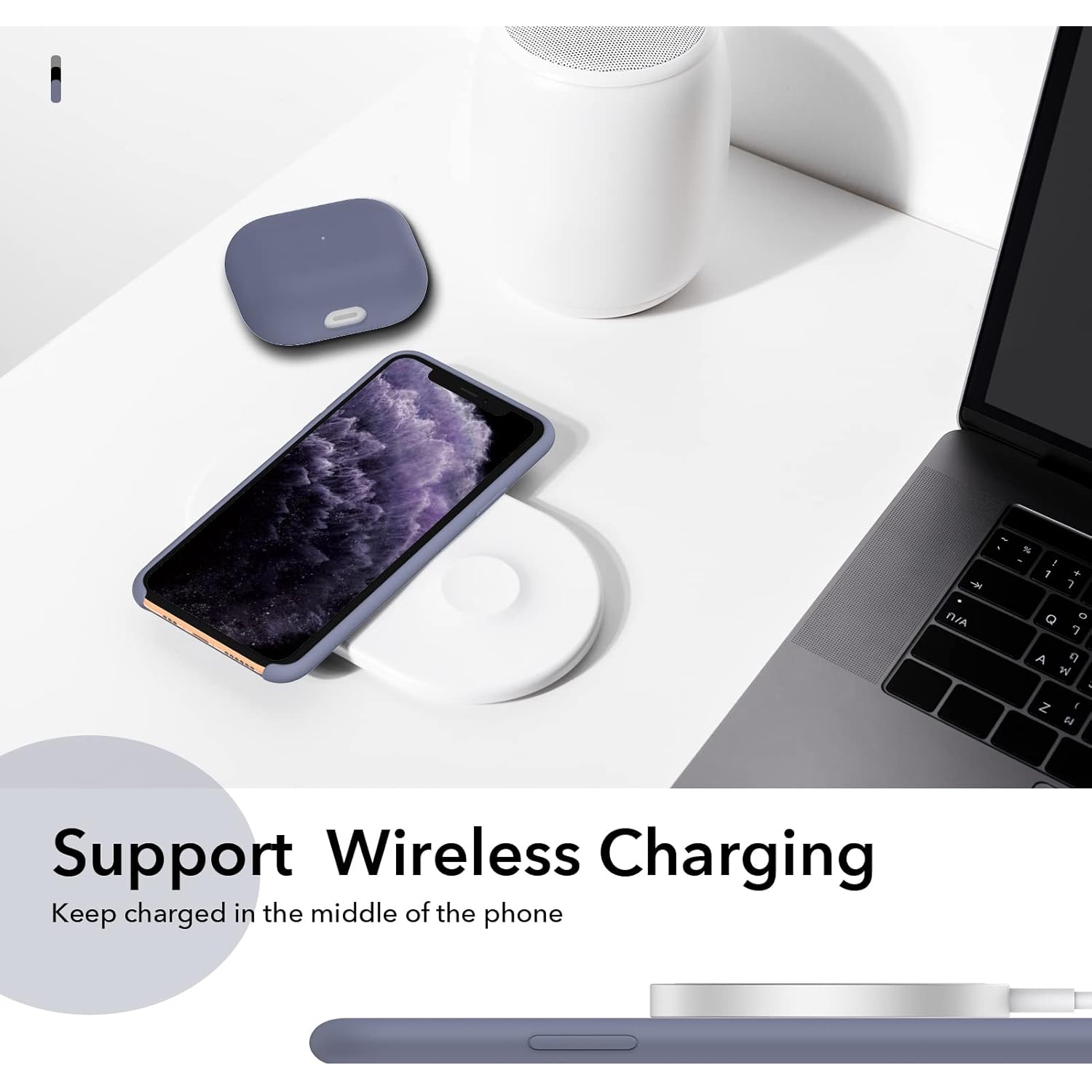 ORNARTO Liquid Silicone Case for iPhone 11 Pro, Slim Liquid Silicone Soft Gel Rubber Case Cover for iPhone 11 Pro(2019) 5.8 inch-Lavender Grey