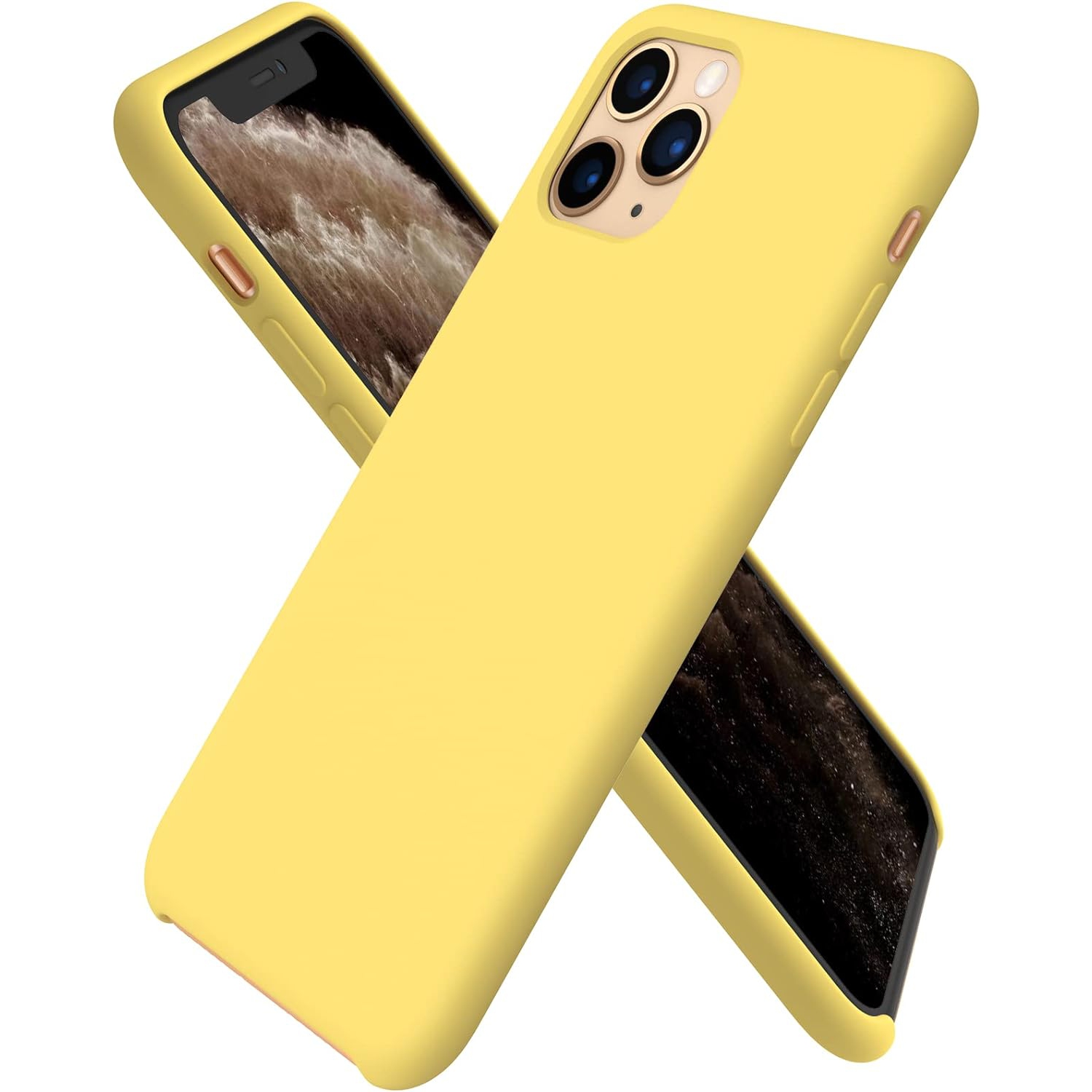 ORNARTO Liquid Silicone Case for iPhone 11 Pro, Slim Liquid Silicone Soft Gel Rubber Case Cover for iPhone 11 Pro(2019) 5.8 inch-Lemon Yellow