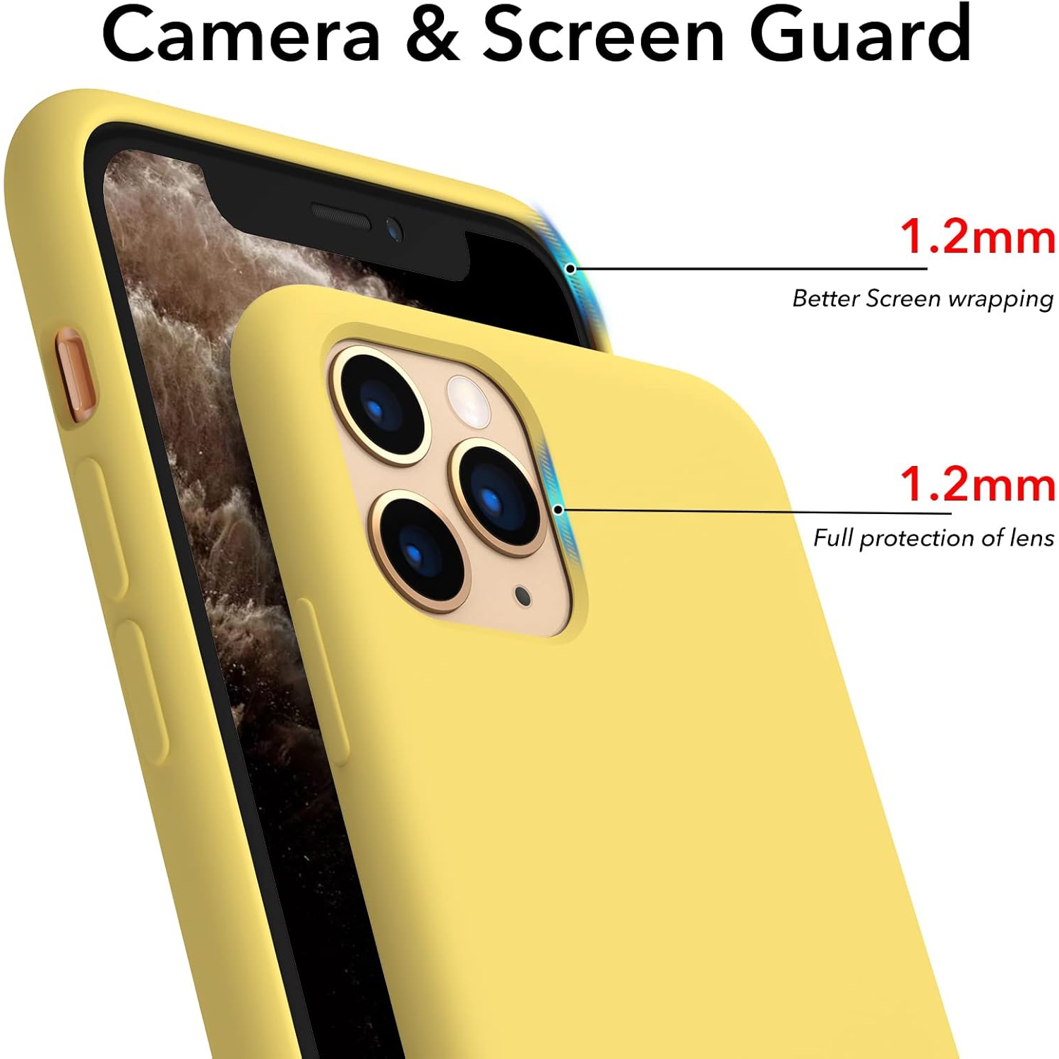 ORNARTO Liquid Silicone Case for iPhone 11 Pro, Slim Liquid Silicone Soft Gel Rubber Case Cover for iPhone 11 Pro(2019) 5.8 inch-Lemon Yellow