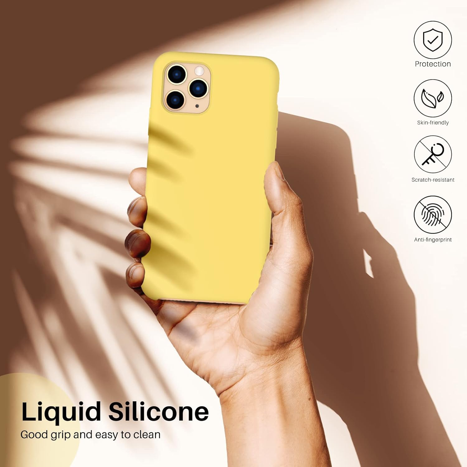 ORNARTO Liquid Silicone Case for iPhone 11 Pro, Slim Liquid Silicone Soft Gel Rubber Case Cover for iPhone 11 Pro(2019) 5.8 inch-Lemon Yellow