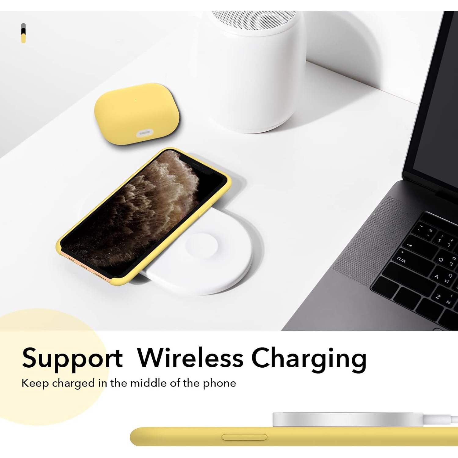 ORNARTO Liquid Silicone Case for iPhone 11 Pro, Slim Liquid Silicone Soft Gel Rubber Case Cover for iPhone 11 Pro(2019) 5.8 inch-Lemon Yellow