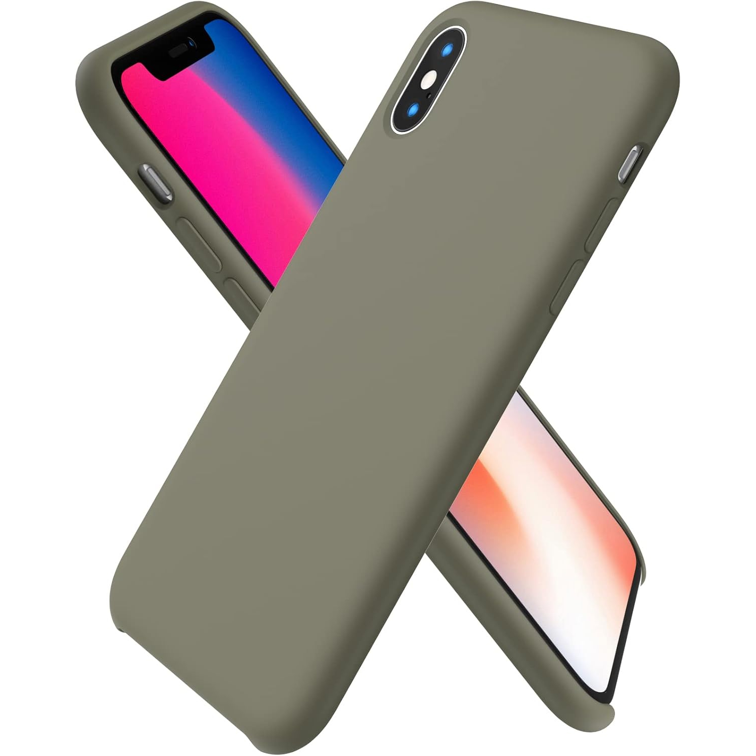 ORNARTO Liquid Silicone Case for iPhone Xs, for iPhone X Slim Liquid Silicone Soft Gel Rubber Case Cover for iPhone Xs(2018) 5.8 inch-Dark Brown