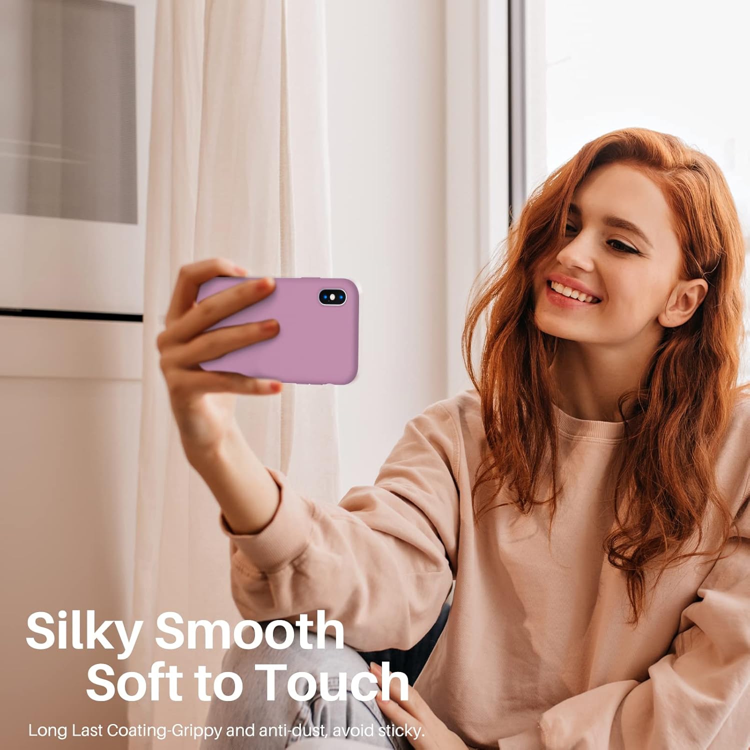 ORNARTO Liquid Silicone Case for iPhone Xs, for iPhone X Slim Liquid Silicone Soft Gel Rubber Case Cover for iPhone Xs(2018) 5.8 inch-Lilac Purple