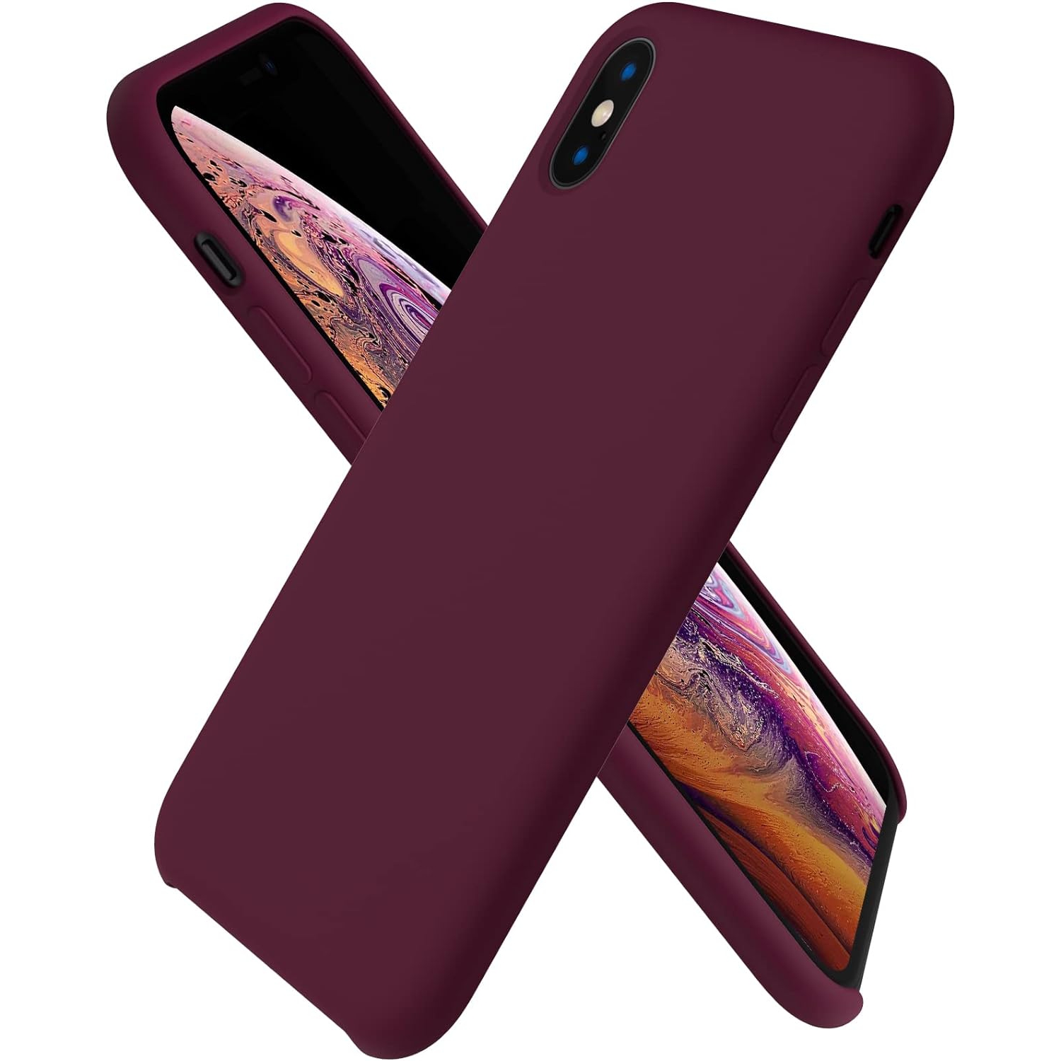 Étui en silicone liquide ORNARTO pour iPhone Xs, pour iPhone X Étui mince en silicone souple en caoutchouc pour iPhone Xs(2018) 5.8&nbsp;po-Rouge