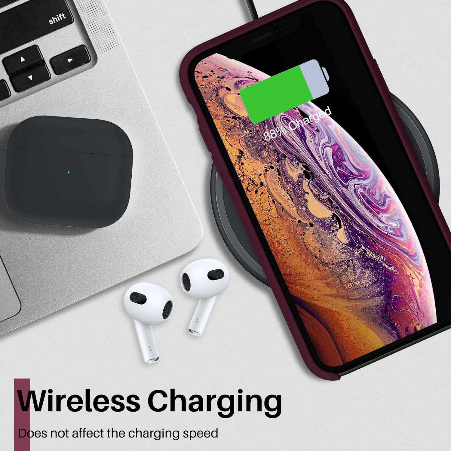 Étui en silicone liquide ORNARTO pour iPhone Xs, pour iPhone X Étui mince en silicone souple en caoutchouc pour iPhone Xs(2018) 5.8 po-Rouge