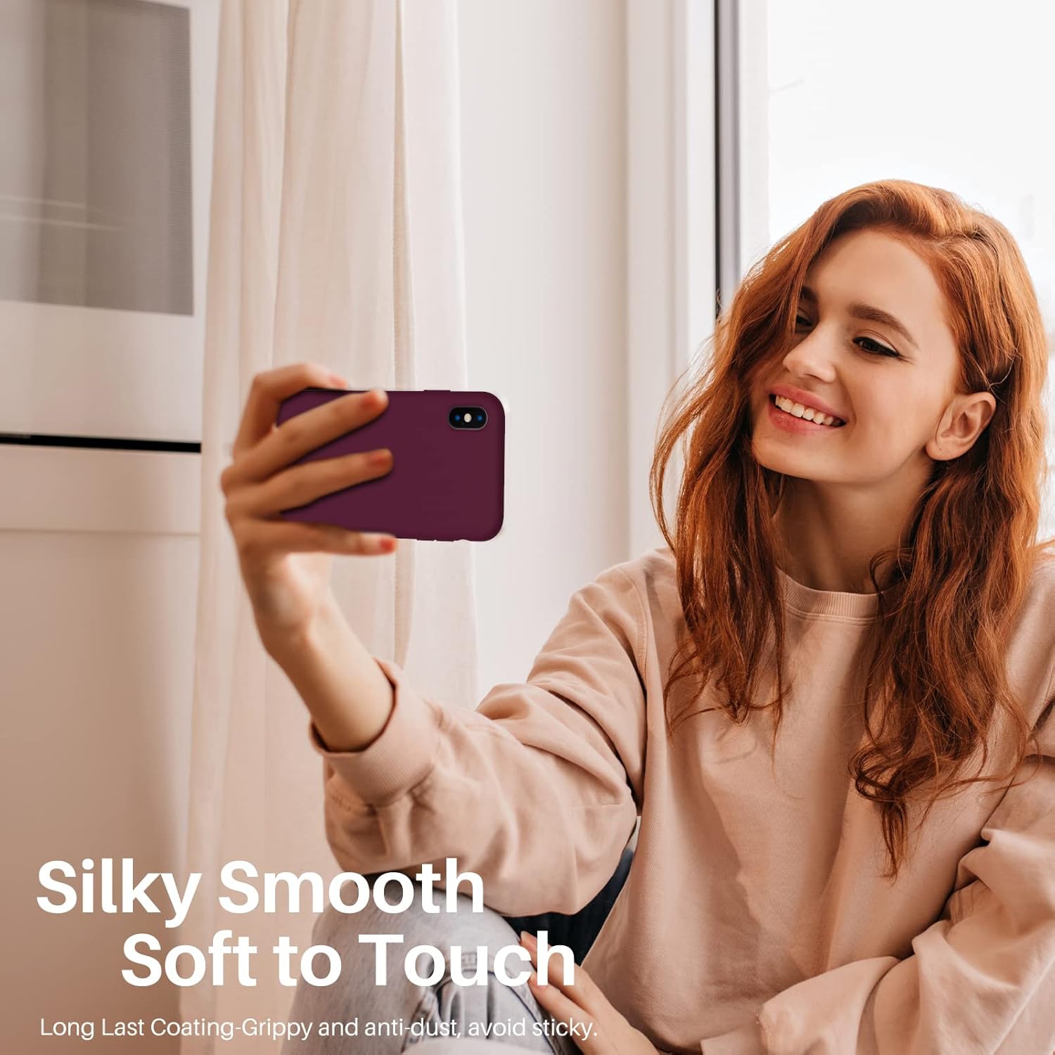 Étui en silicone liquide ORNARTO pour iPhone Xs, pour iPhone X Étui mince en silicone souple en caoutchouc pour iPhone Xs(2018) 5.8 po-Rouge