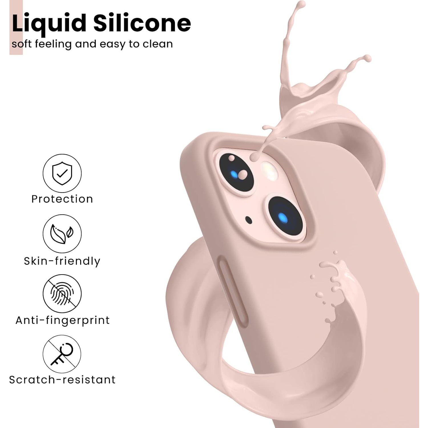 ORNARTO Shockproof Liquid Silicone Designed for iPhone 13 Mini Case 5.4", Gel Rubber Full Protection Anti-Shock Cover Case Drop Protection Silicone