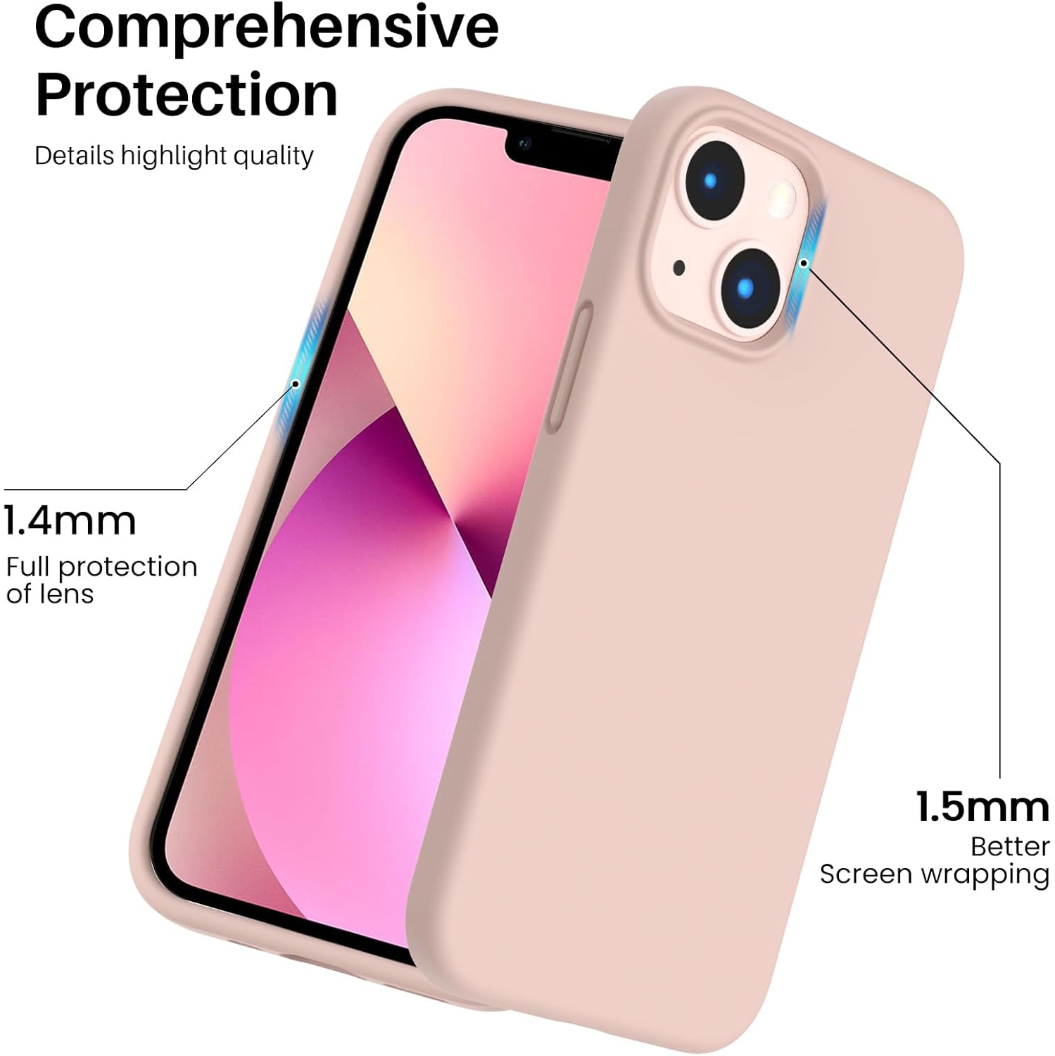 ORNARTO Shockproof Liquid Silicone Designed for iPhone 13 Mini Case 5.4", Gel Rubber Full Protection Anti-Shock Cover Case Drop Protection Silicone
