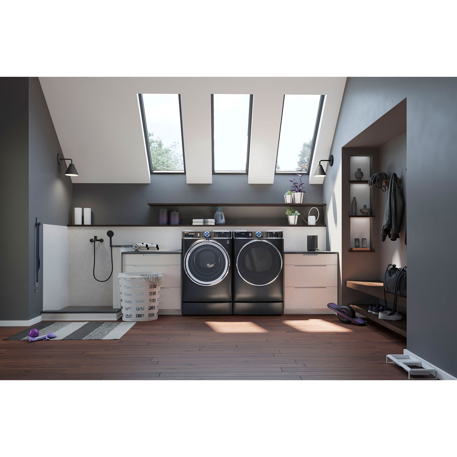 Socle de 28 po pour laveuse/sécheuse de GE - Graphite charbon