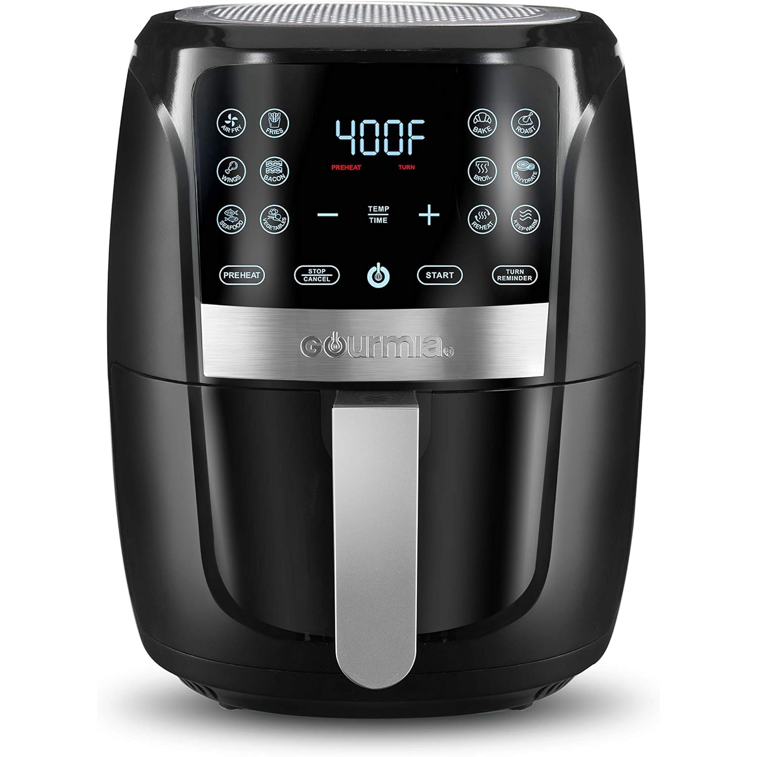 Gourmia Air Fryer Oven Digital Display 5 Quart Large AirFryer Cooker 12 Touch Cooking Presets, XL Air Fryer Basket 1500w Power Multifunction