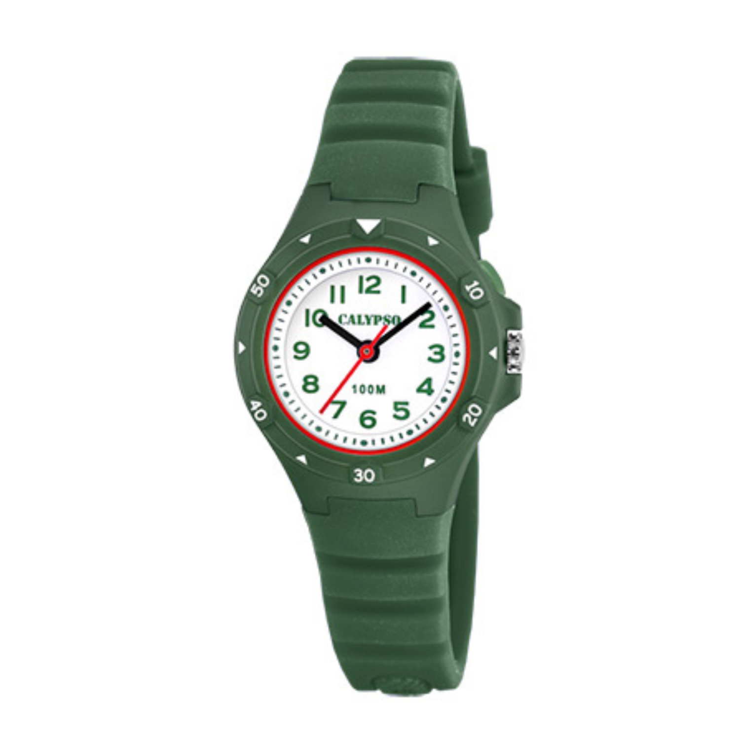 K5846 - Montre analogique lumineuse pour enfants de 29&nbsp;mm, quartz, bracelet en silicone, bouton lumineux, calendrier du jour et de la date, gros