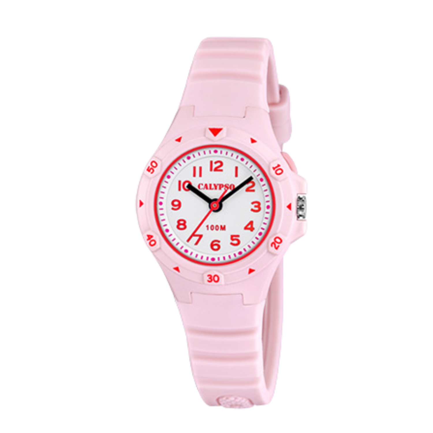 K5846 - Montre analogique lumineuse pour enfants de 29&nbsp;mm, quartz, bracelet en silicone, bouton lumineux, calendrier du jour et de la date, gros