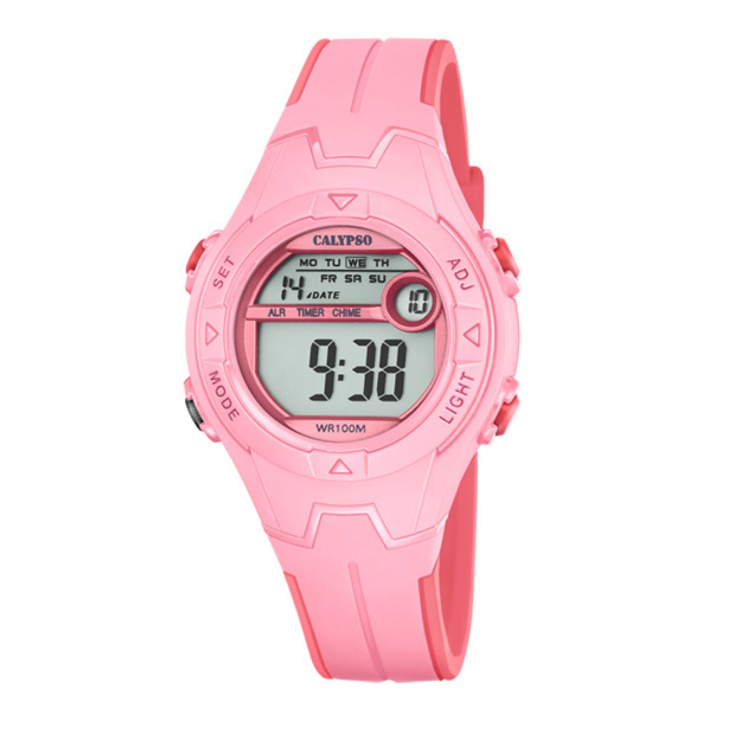 K5849 - 35mm Round Kids Digital Sports Watch, Quartz, Silicone Strap, Chronograph, Alarm, 12H/24H, Day, Date, Month, Water Resistant. For Boys and