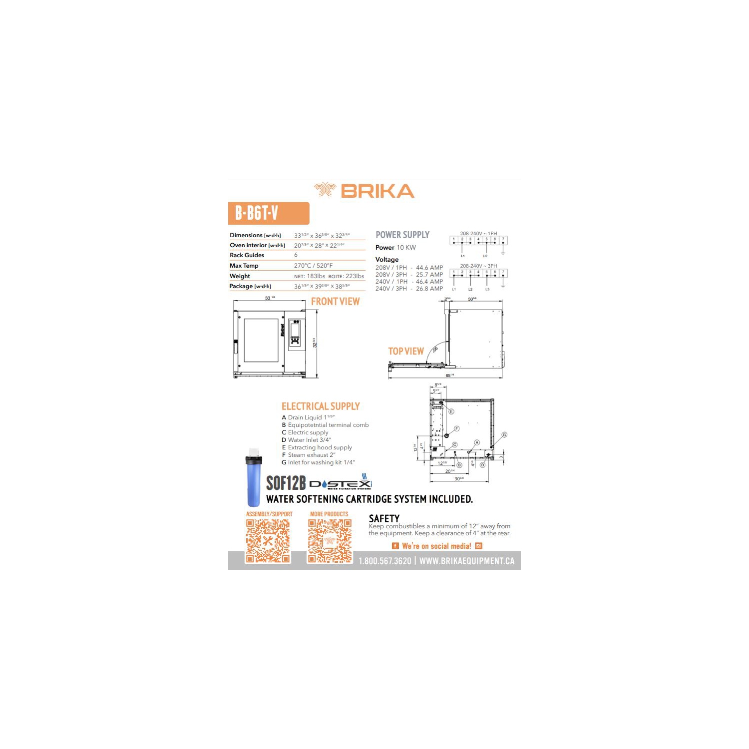 Brika Bistrot Electric Oven 6T Vision Combi Oven