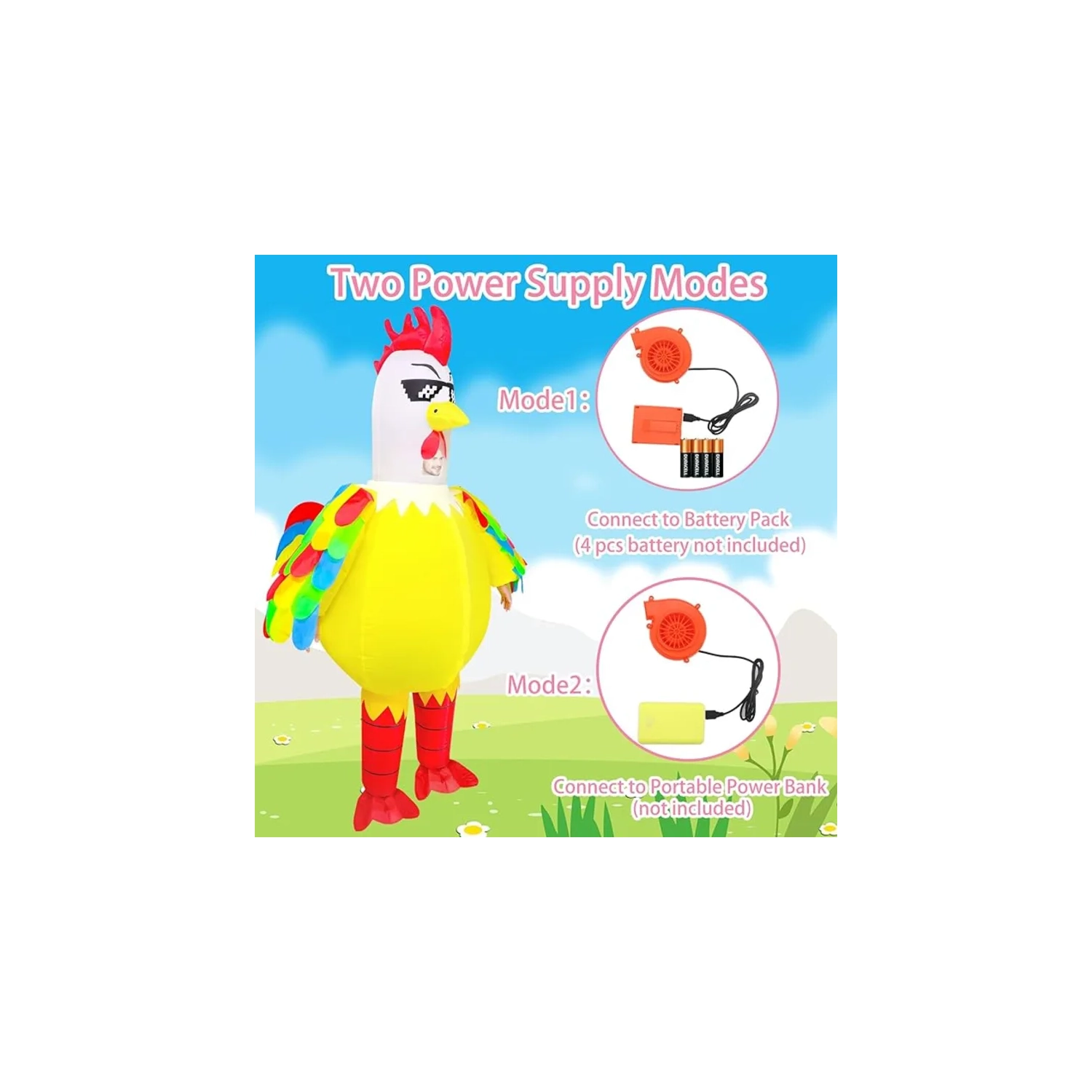 Costume gonflable de poulet pour adultes – Tenue amusante de jeu de société d'Halloween