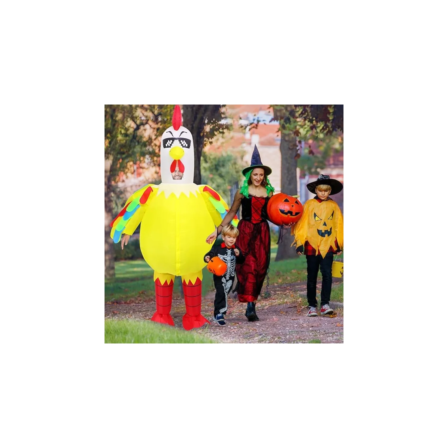 Costume gonflable de poulet pour adultes – Tenue amusante de jeu de société d'Halloween