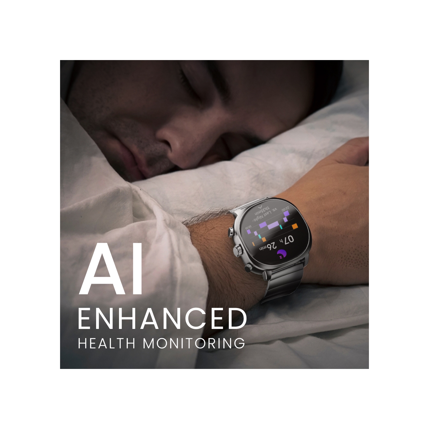 HiFuture – AIX Smartwatch – 1.43” AMOLED, Anti-Fingerprint, 1ATM Waterproof, Bluetooth Calling, Heart Rate & Blood Oxygen, Sleep Monitor, Stainless