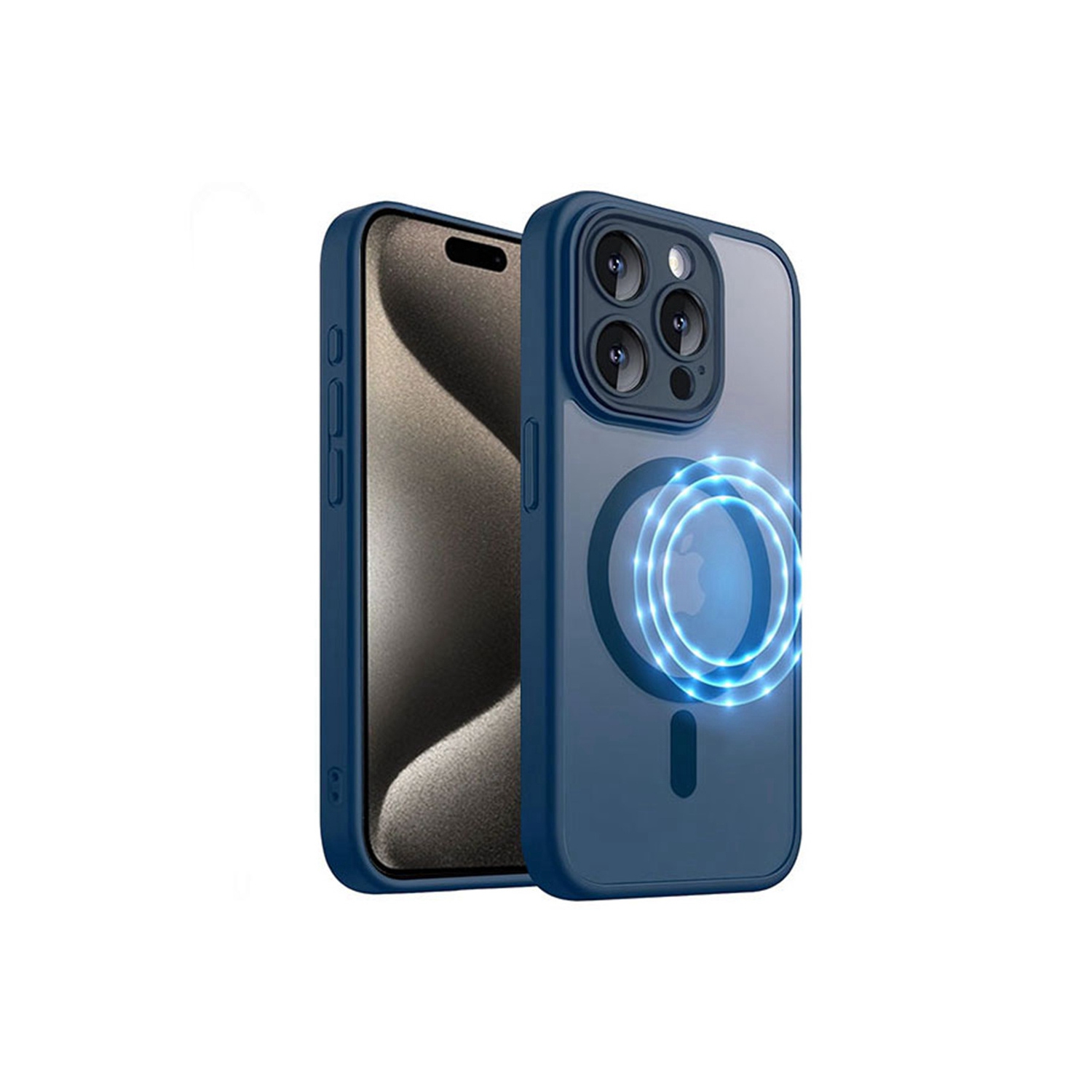 [CS] Étui magnétique en silicone mat avec MagSafe pour iPhone 12/12 Pro, bleu marine