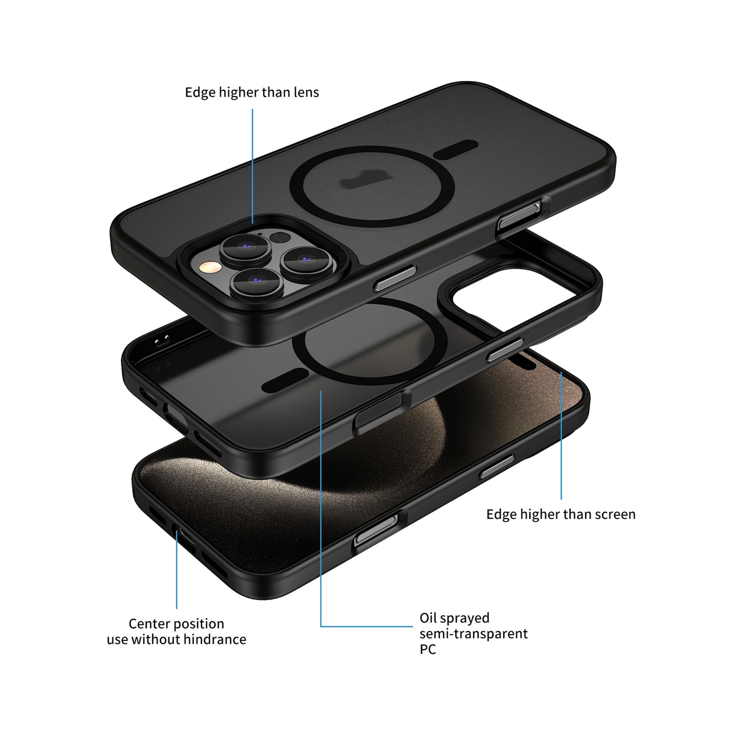 [CS] Étui magnétique en silicone mat avec MagSafe pour iPhone 12/12 Pro, bleu marine