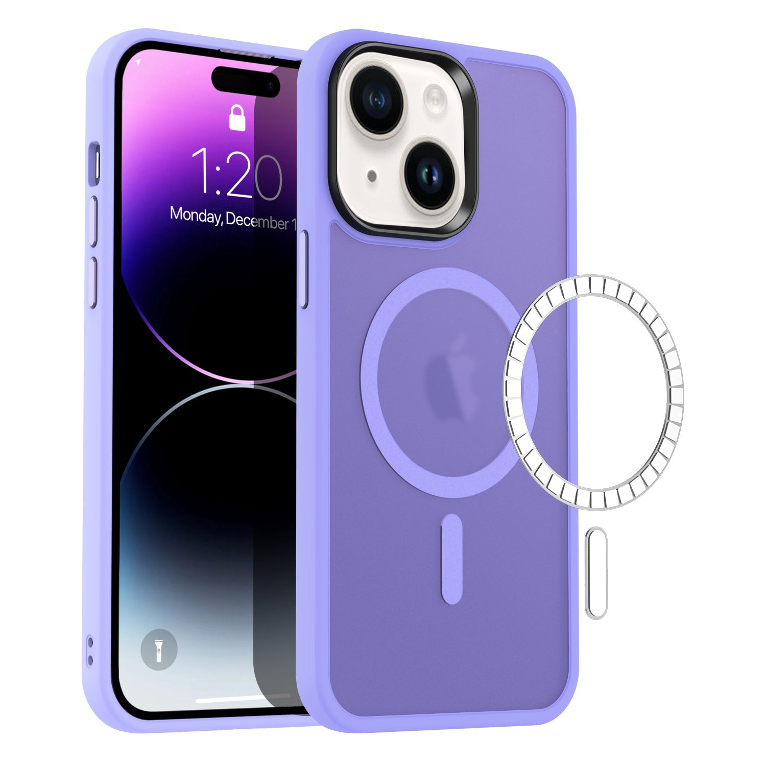 [CS] Matte Silicone Hybrid Magnetic MagSafe Case Cover for iPhone 14 Plus, Light Purple