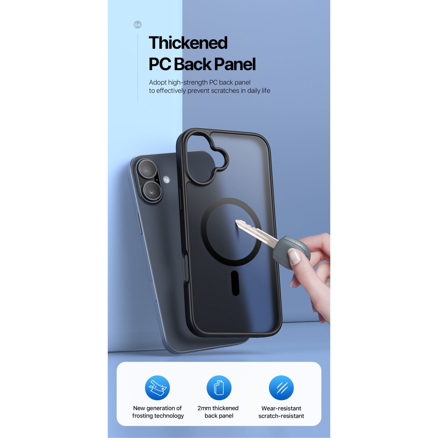 [CS] Matte Silicone Hybrid Magnetic MagSafe Case Cover for iPhone 16 Plus, Navy