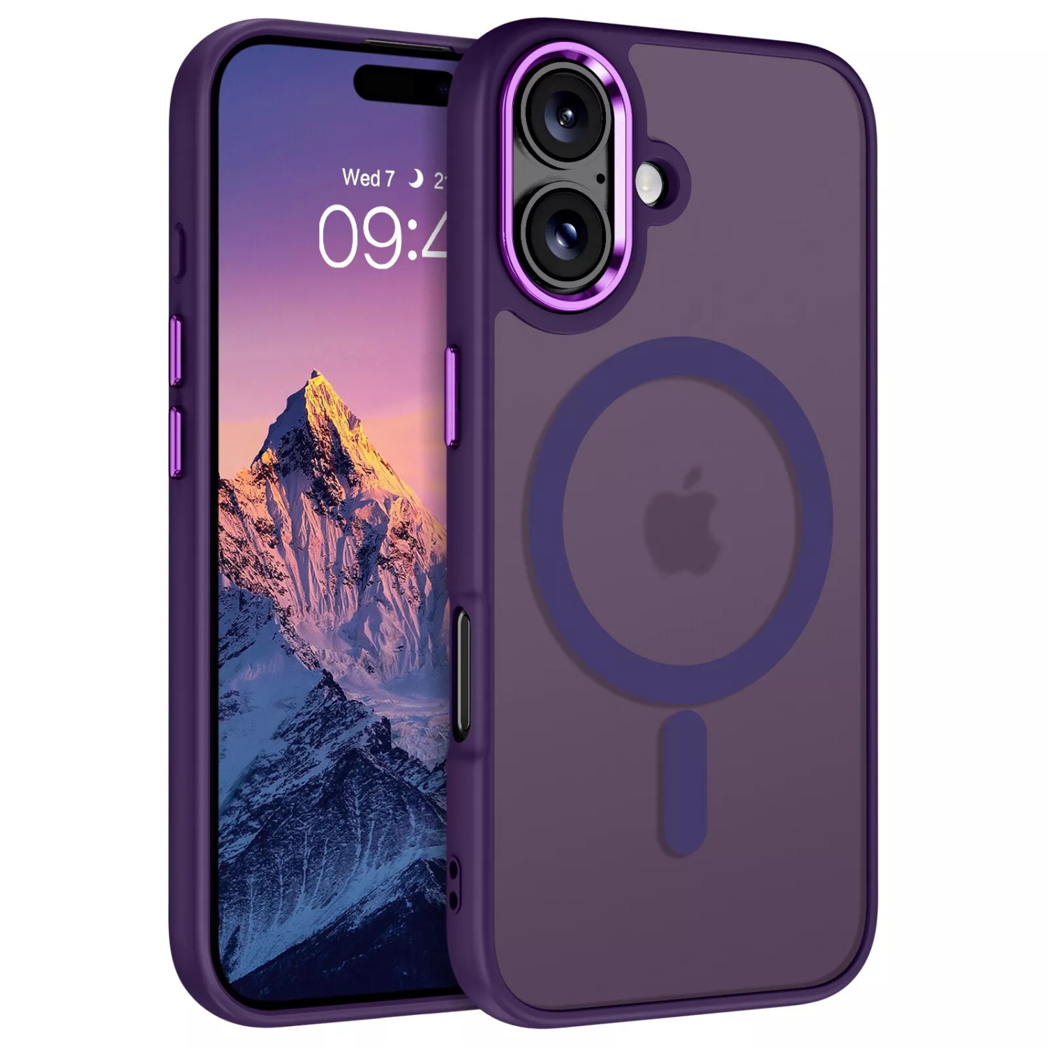 [CS] Étui magnétique en silicone mat avec MagSafe pour iPhone 16 Plus, violet foncé